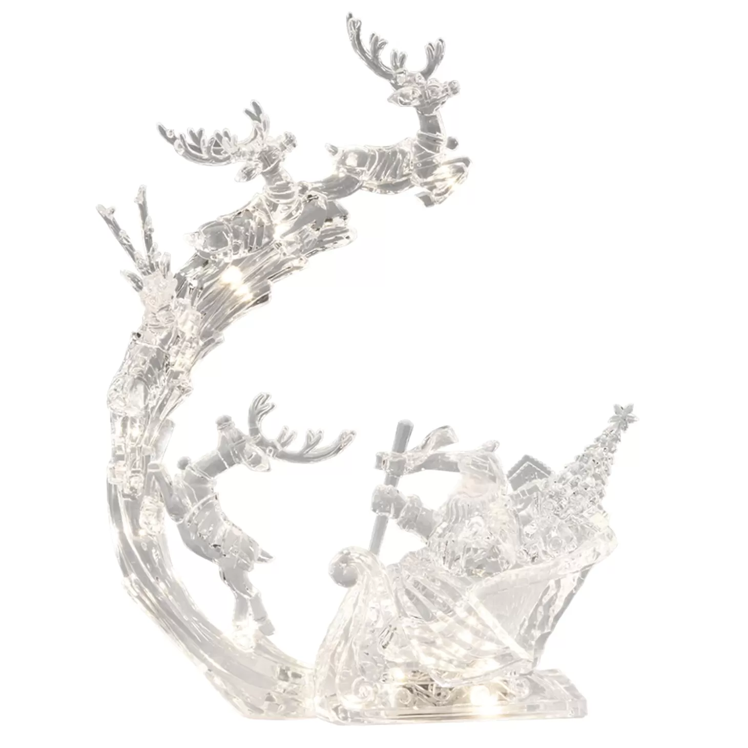 * Decorative Figurines>Acrylic Reindeer Sledge With Lighting, 35Cm