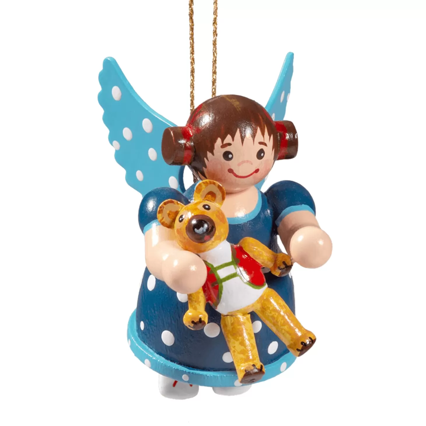 * Wood Tree Decorations>Angel With Teddy