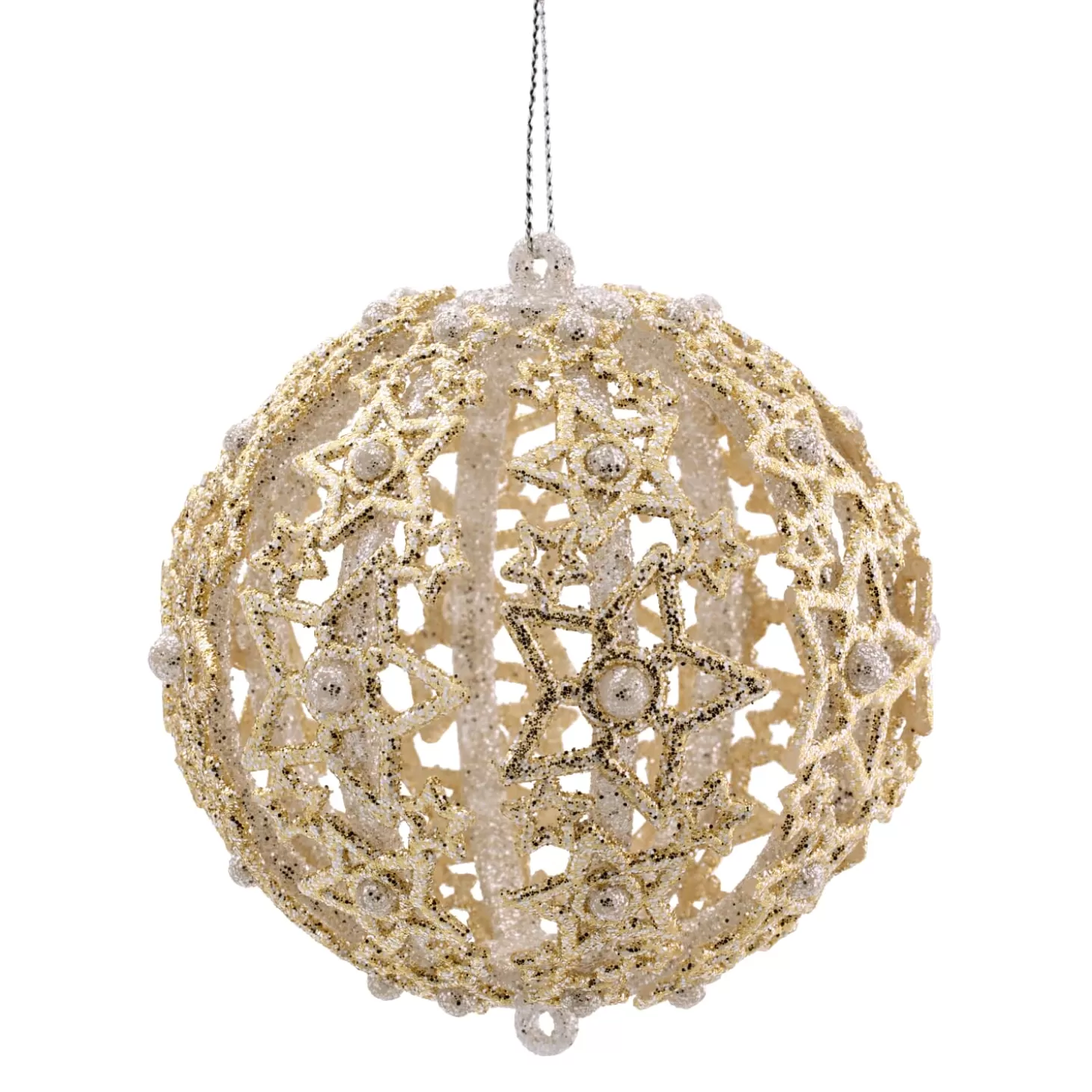 * Resin Tree Decorations>Bauble With Filigree Stars, Gold