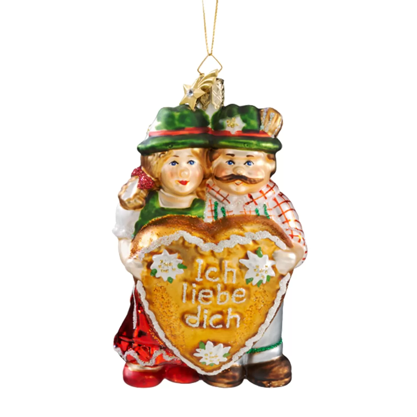 Poesie in Glas Bavaria Souvenirs>Bavarian Couple With Gingerbread-Heart