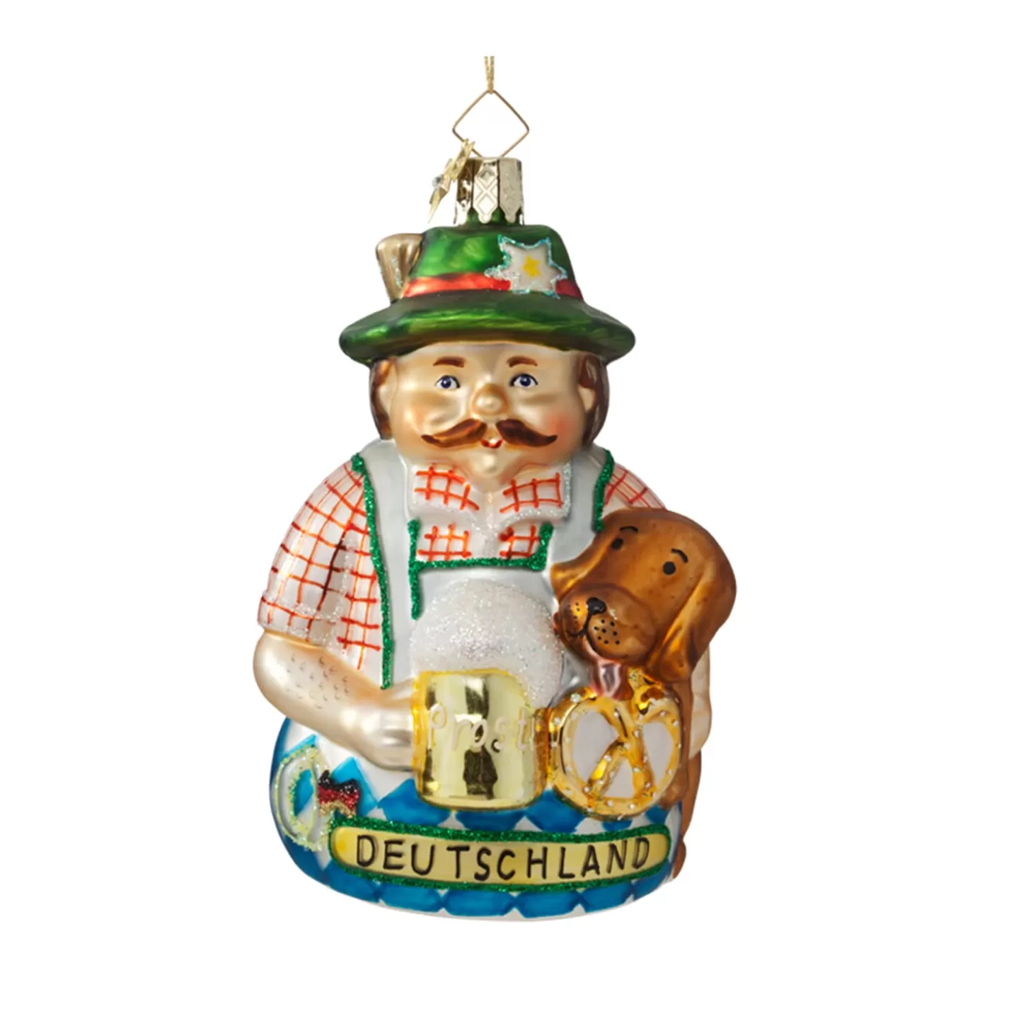 Poesie in Glas Bavaria Souvenirs>Bavarian Man In Costume Wit Dog And Beer Mug