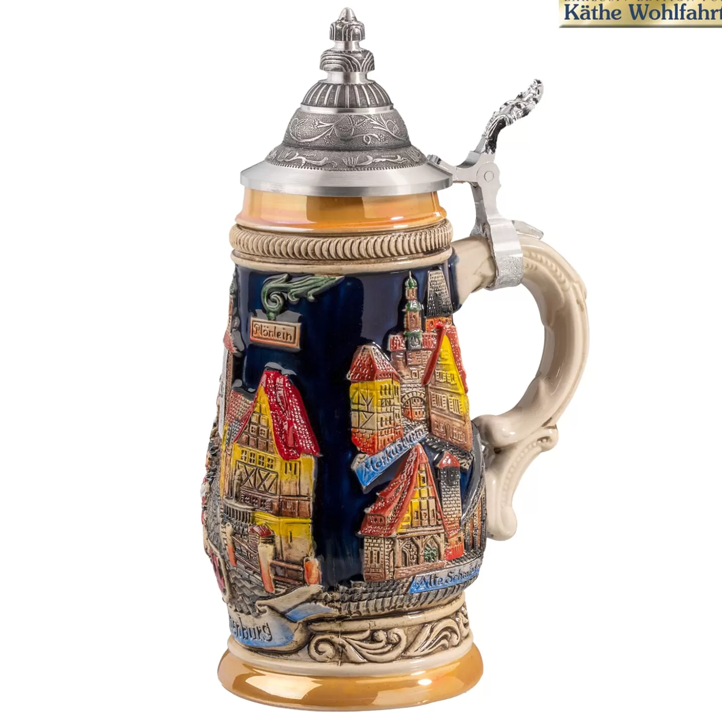 * Beer Steins>Beer Stein With Tin Lid "Rothenburg", Black, 0.25L