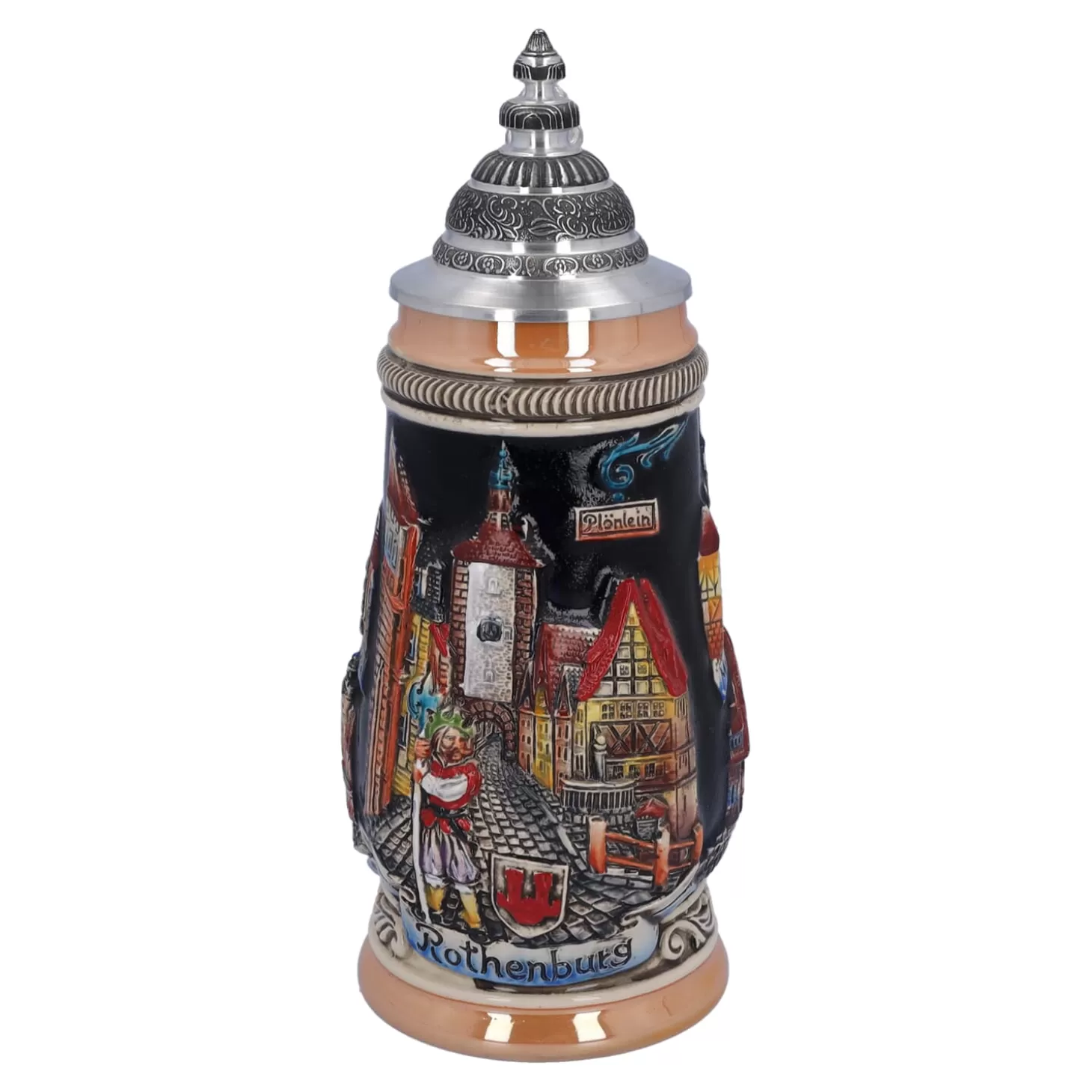 * Beer Steins>Beer Stein With Tin Lid "Rothenburg", Black, 0.25L