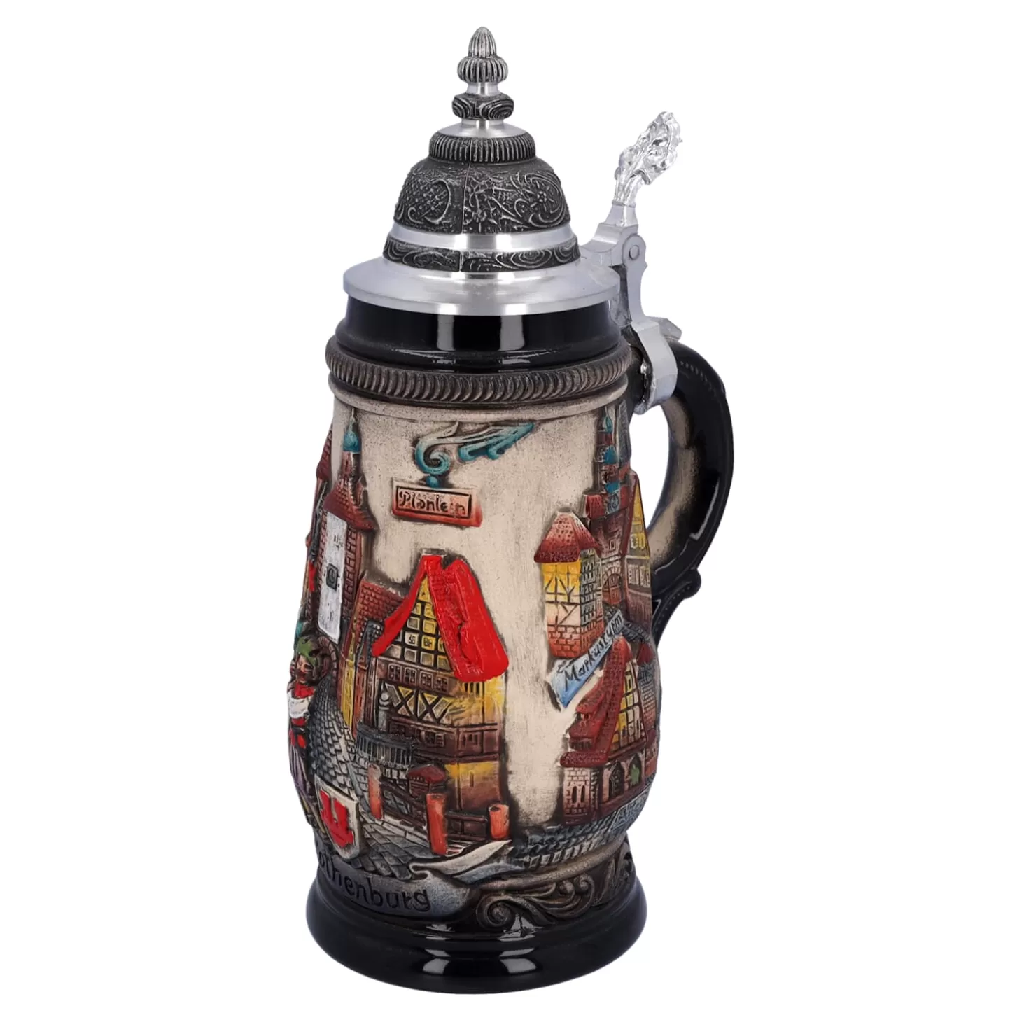 * Beer Steins>Beer Stein With Tin Lid "Rothenburg", Natural, 0.25 L