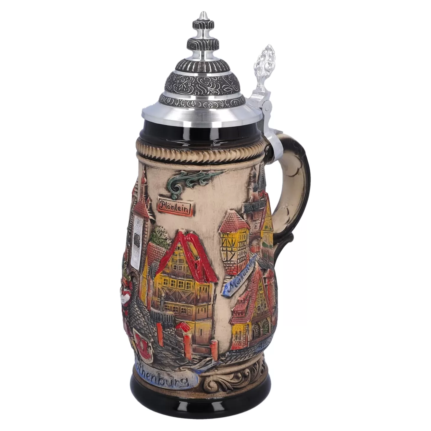 * Beer Steins>Beer Stein With Tin Lid "Rothenburg", Natural, 0.5L