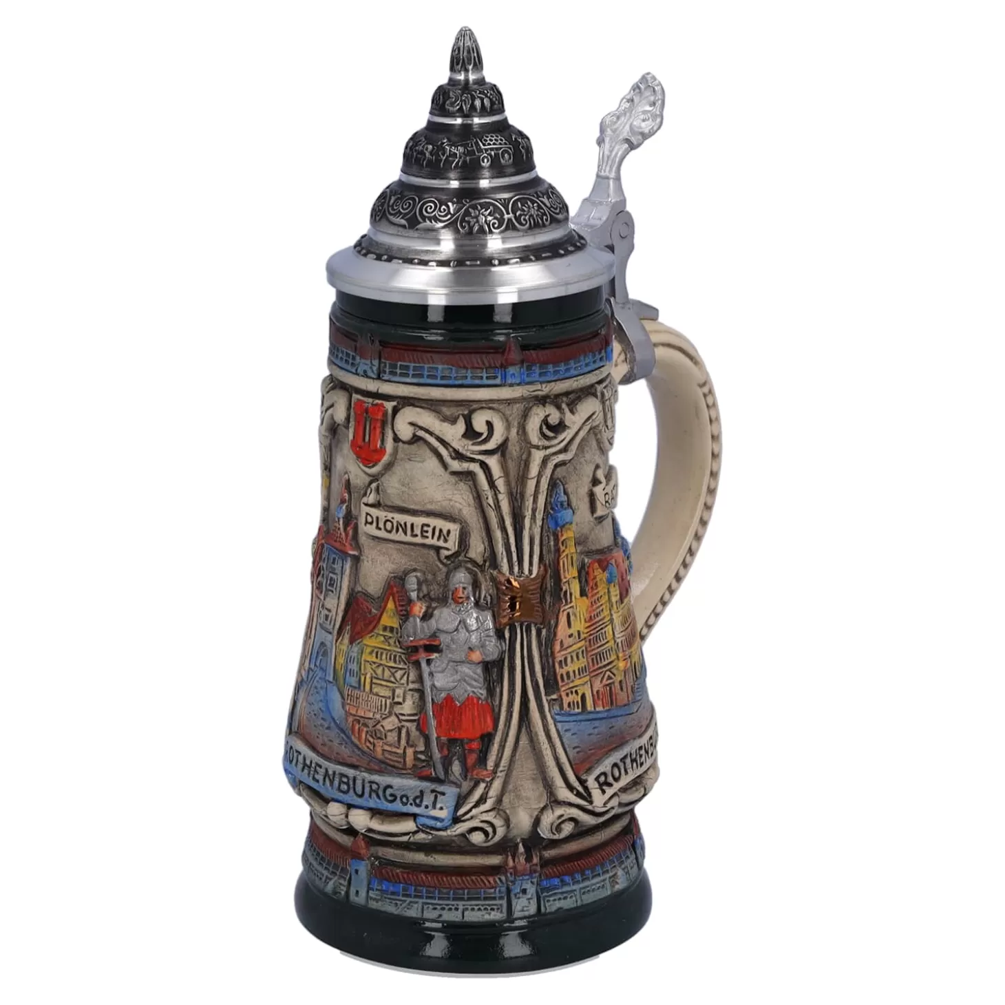 * Beer Steins>Beer Stein With Tin Lid "Rothenburg With Knight", 0.25L