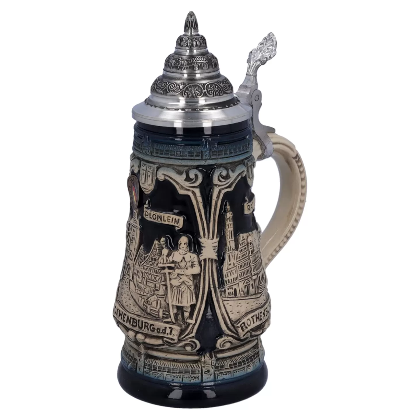 * Beer Steins>Beer Stein With Tin Lid "Rothenburg With Knight", 0.25L