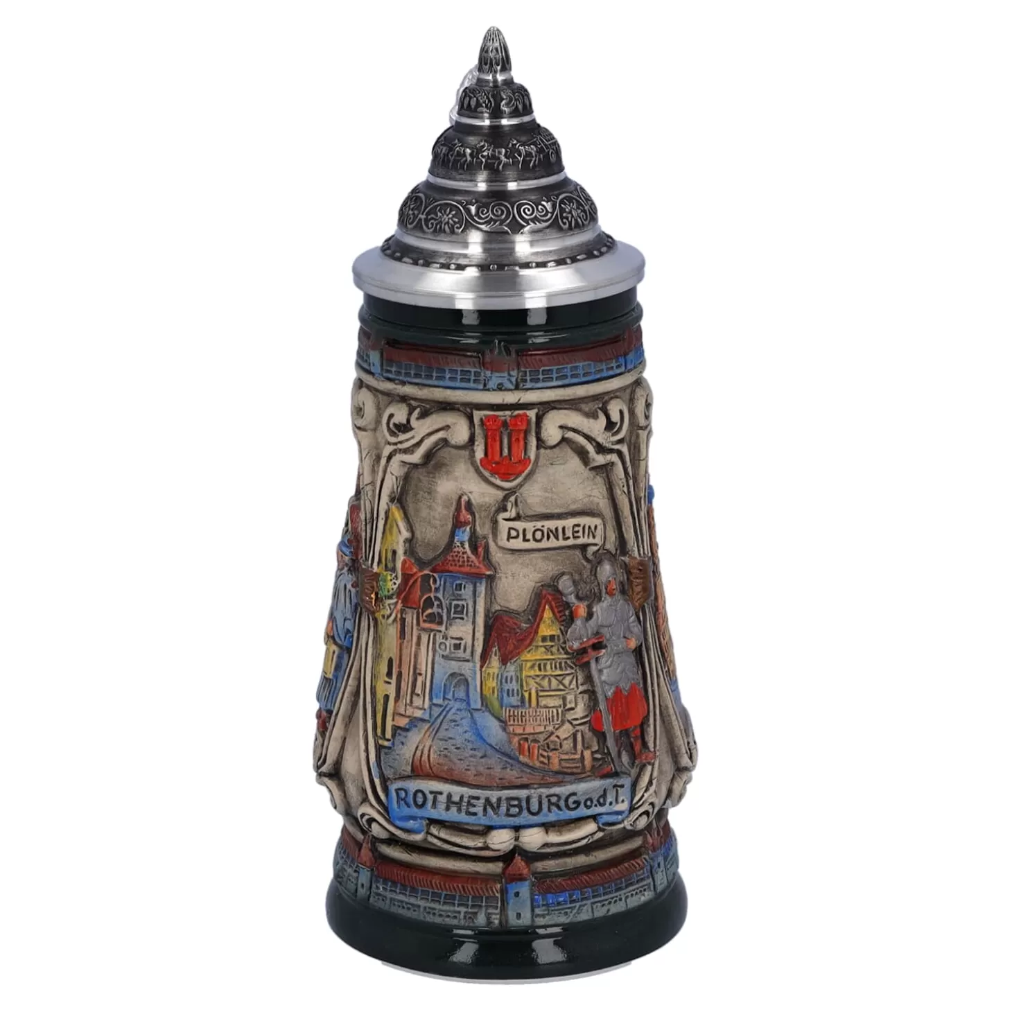 * Beer Steins>Beer Stein With Tin Lid "Rothenburg With Knight", 0.25L