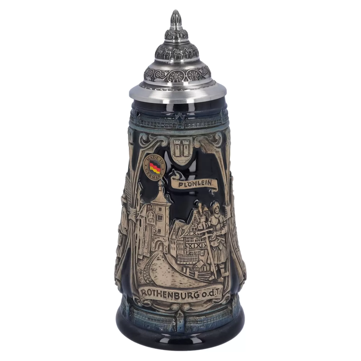 * Rothenburg Souvenirs>Beer Stein With Tin Lid "Rothenburg With Knight", 0.5L