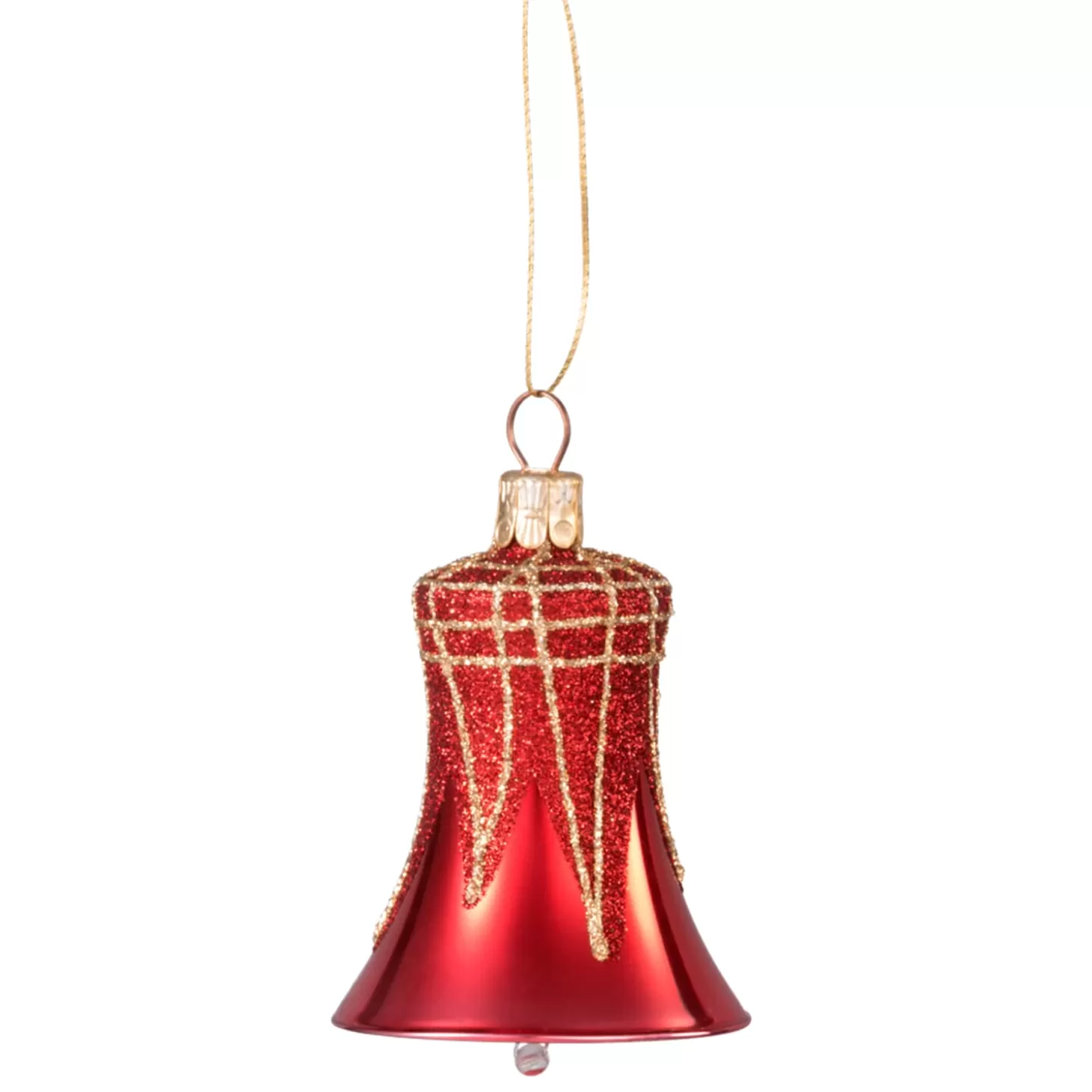 * Tree Baubles And Set Offers>Bell Red With Glitter Roof