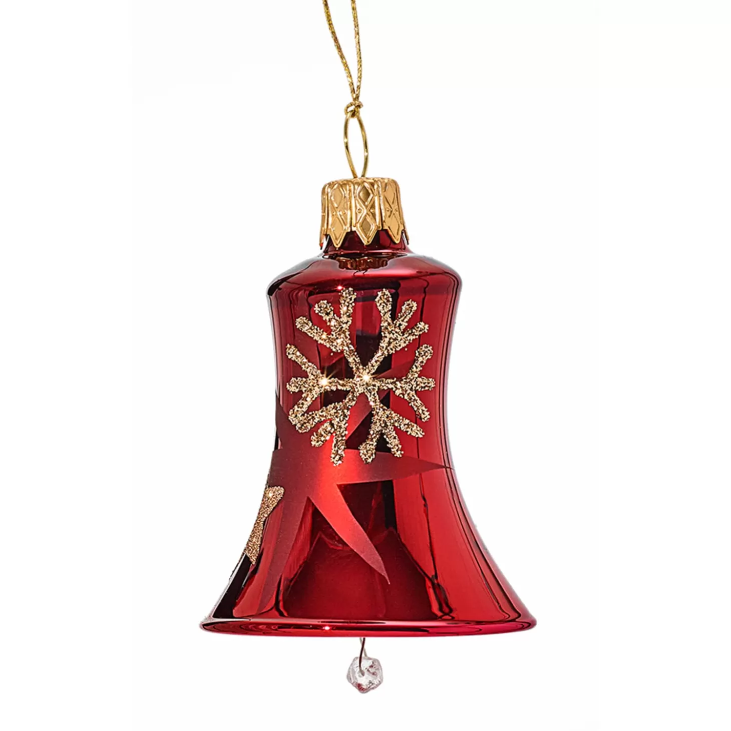 * Tree Baubles And Set Offers>Bell Red With Golden Stars And Flakes