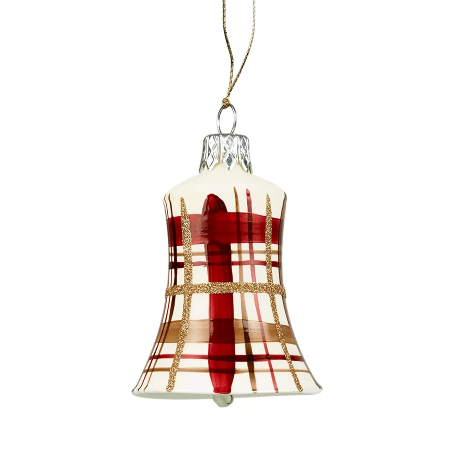 * Tree Baubles And Set Offers>Bell With Check Pattern White Matt