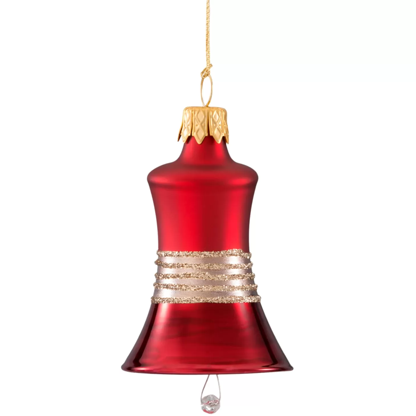 * Tree Baubles And Set Offers>Belll Dark Red Matt/Varnish With Glitter Ribbon