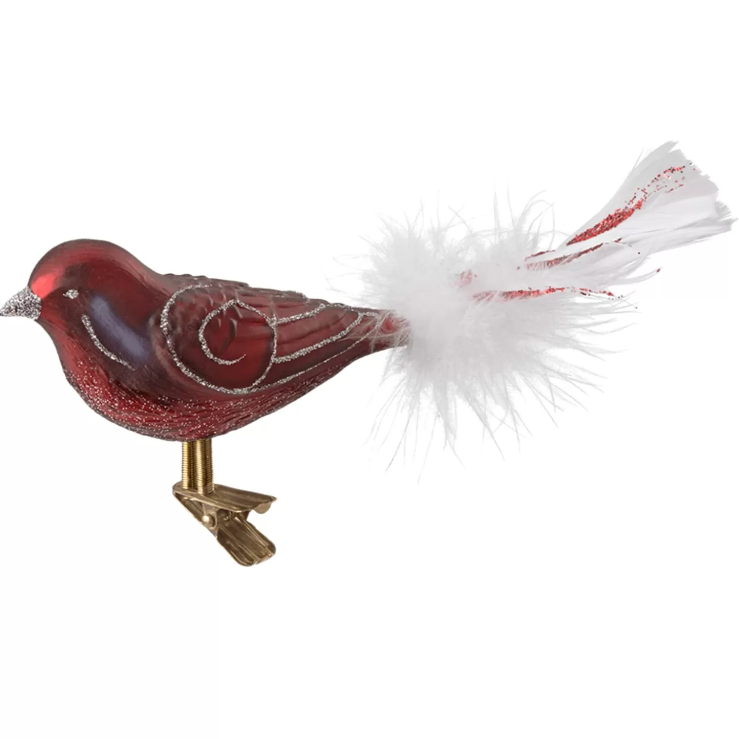 Poesie in Glas Glass Tree Decorations>Bird Burgundy-Silver