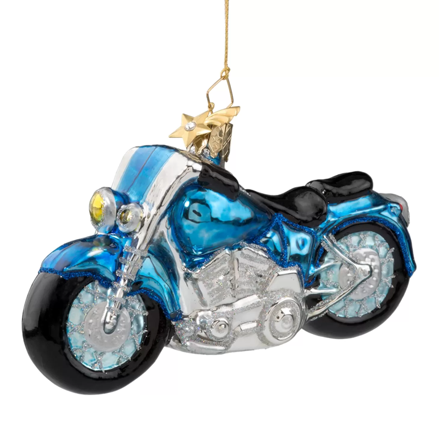 Poesie in Glas Glass Tree Decorations>Blue Motorbike