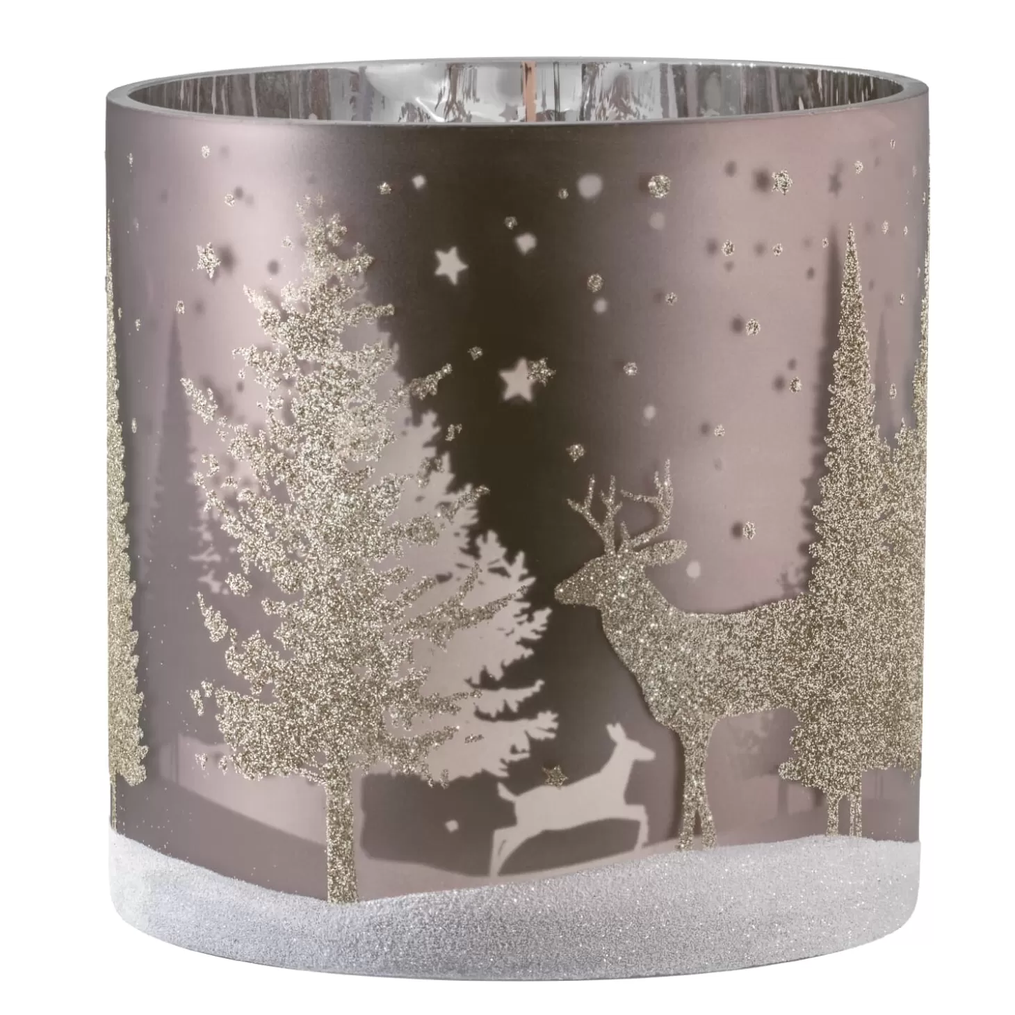 * Candle- & Tealight Holders>Candle Holder "Deer In The Forest" Taupe, 15Cm