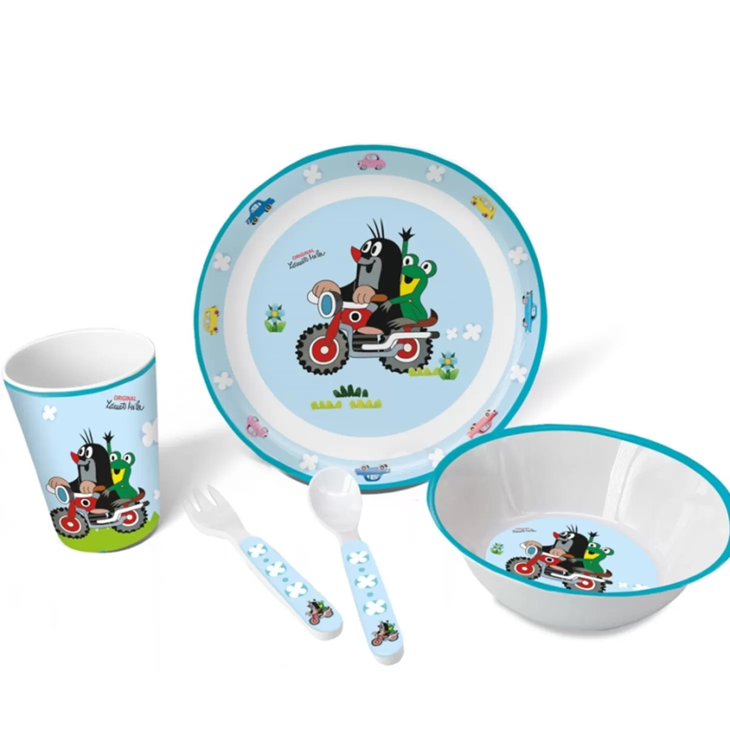 Trötsch Verlag The Little Mole "Kretek">Children Tableware Set "The Little Mole" On Motorcycle