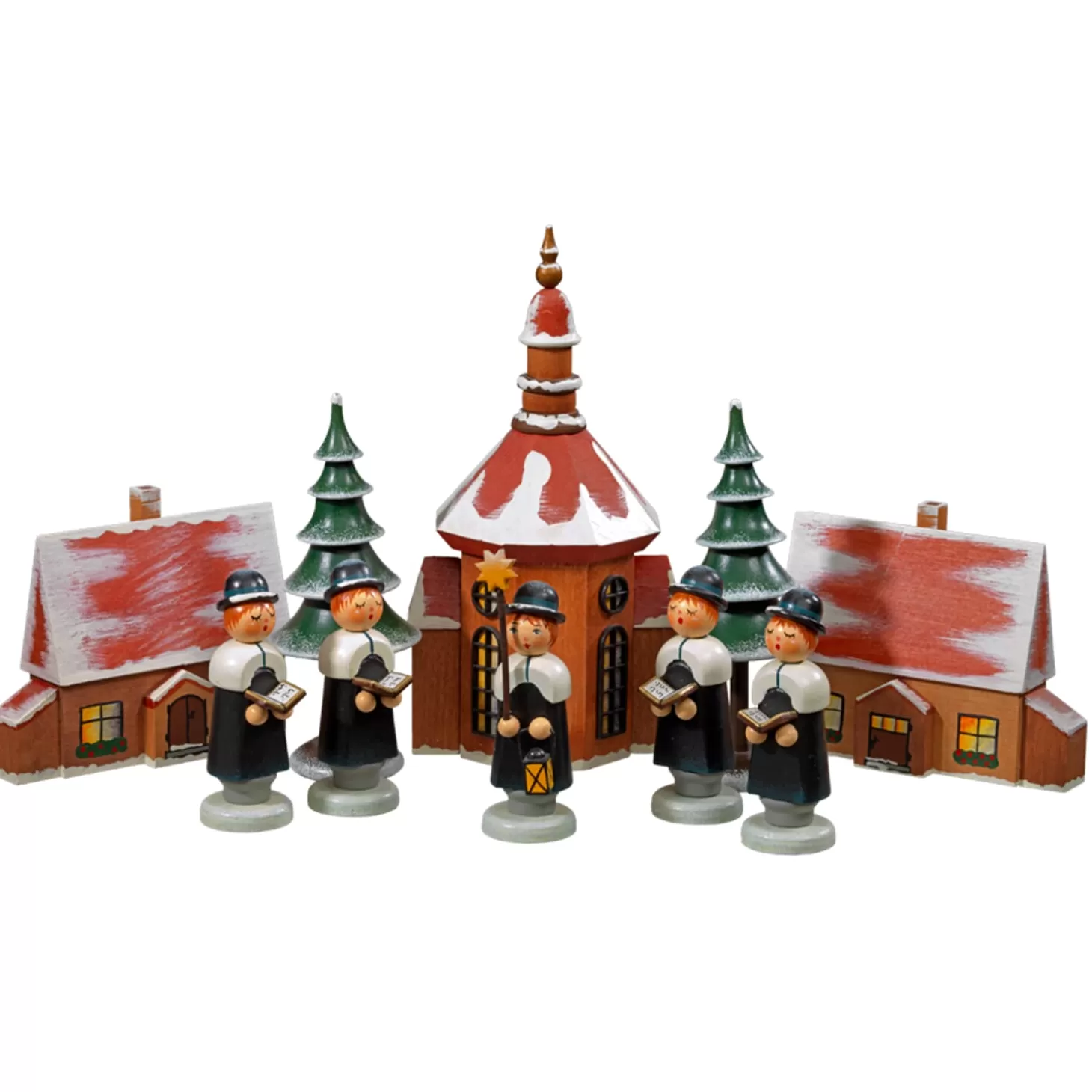 * Kathe's Original Figurines>Christmas Carolers With Church And Wooden Box