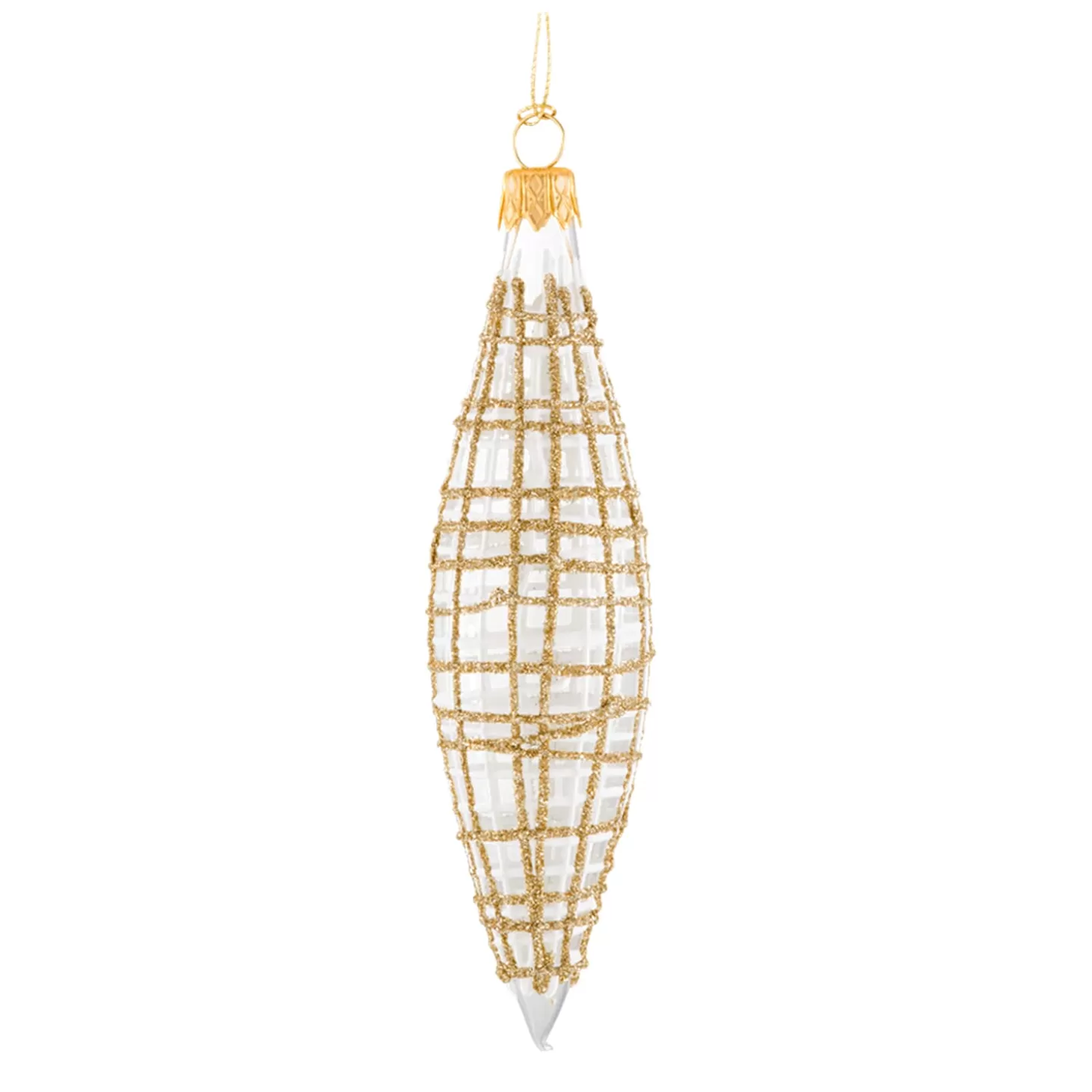 * Tree Baubles And Set Offers>Cone Clear With Glitter Gold/White