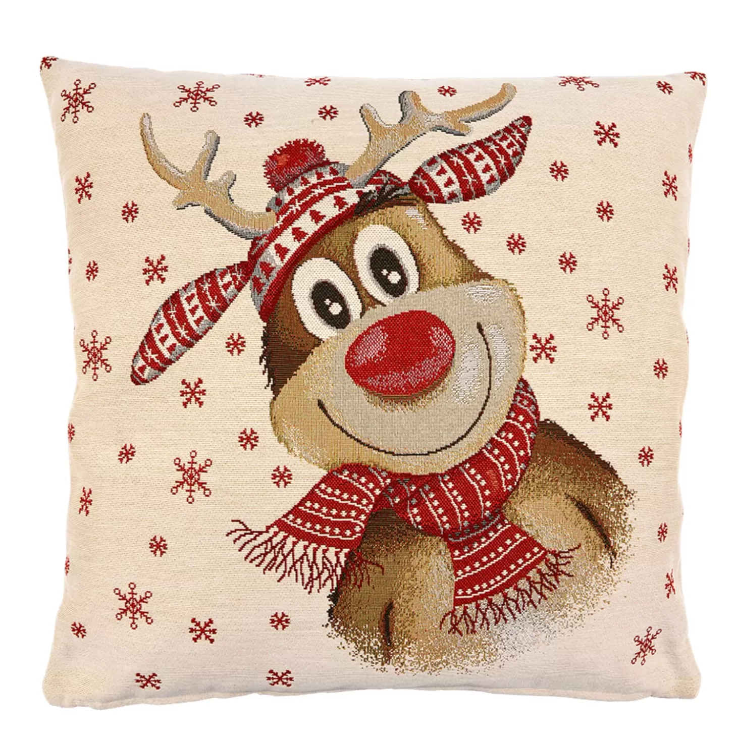 Sandner Home Decorations>Cushion Cover "Jolly Reindeer With Cap"