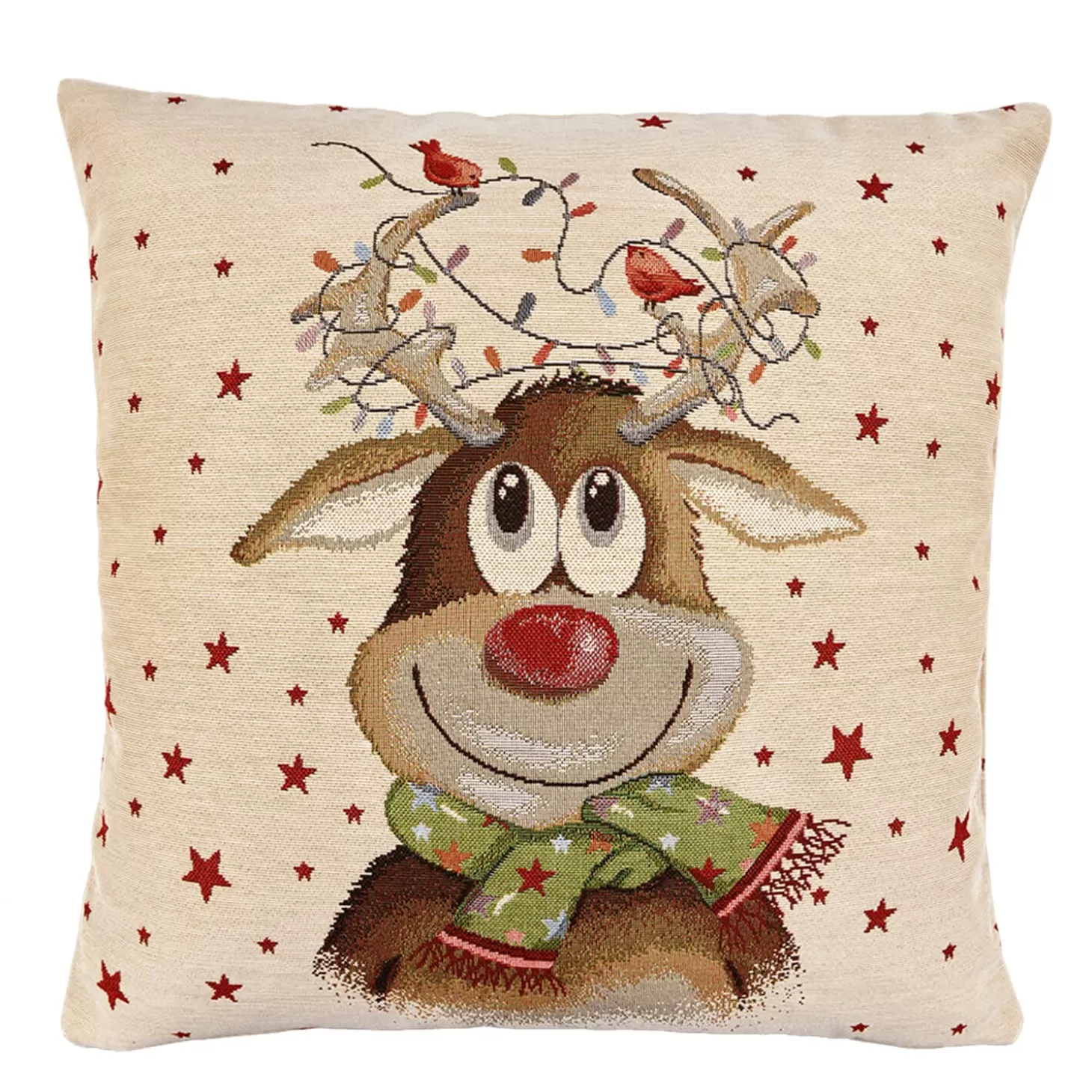 Sandner Home Decorations>Cushion Cover "Jolly Reindeer With Chain Of Lights"