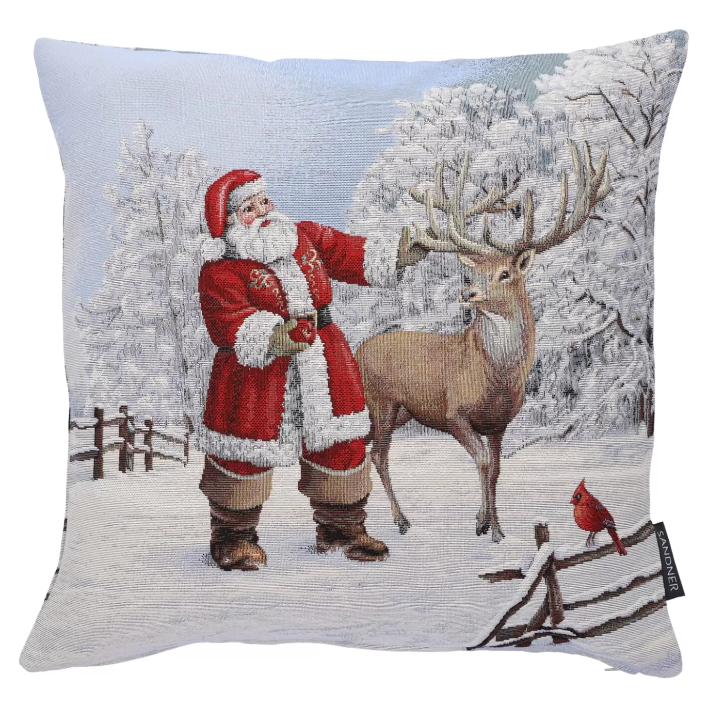 Sandner Home Decorations>Cushion Cover "Santa Claus With Deer"