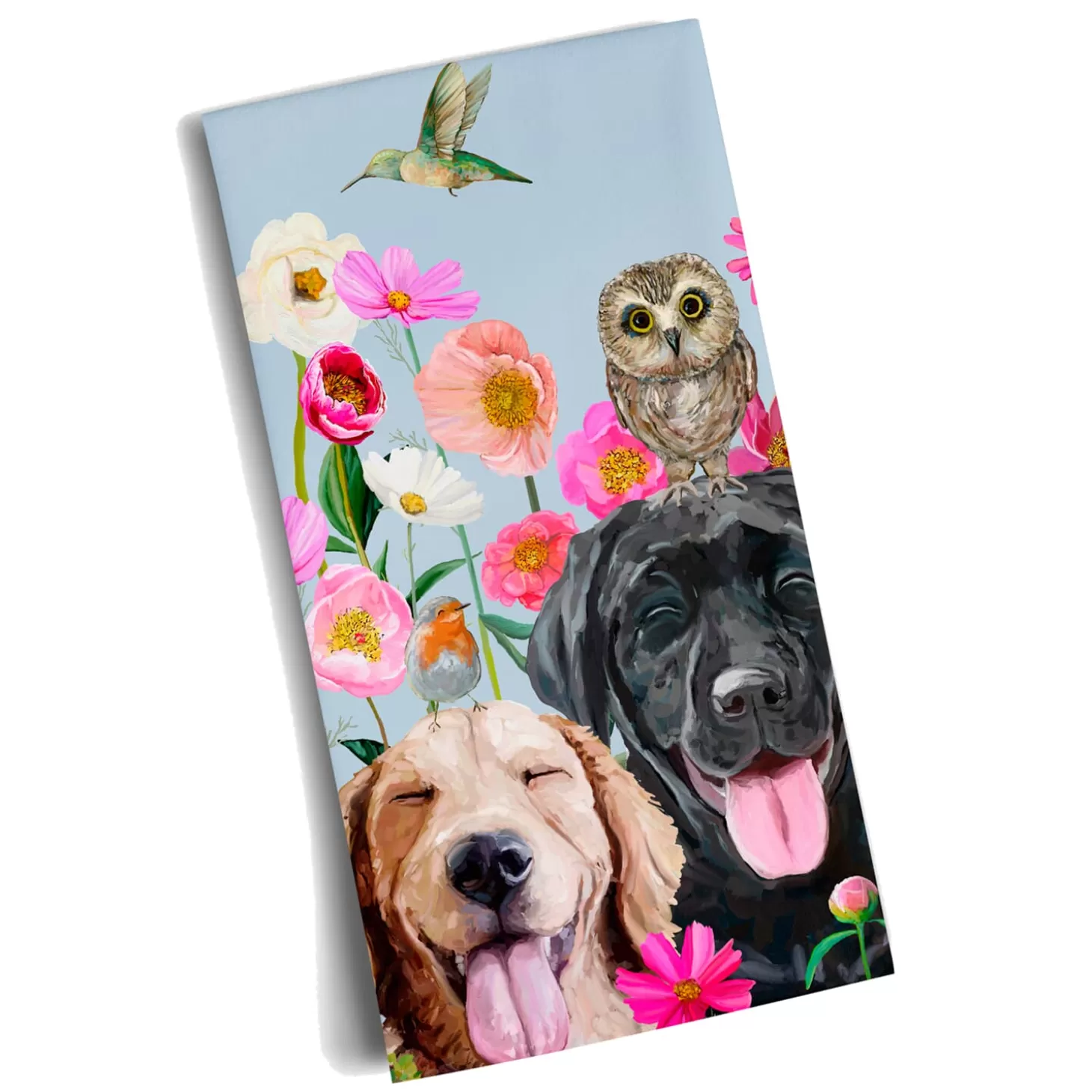 * Table Decorations>Dogs And Birds Tea Towel