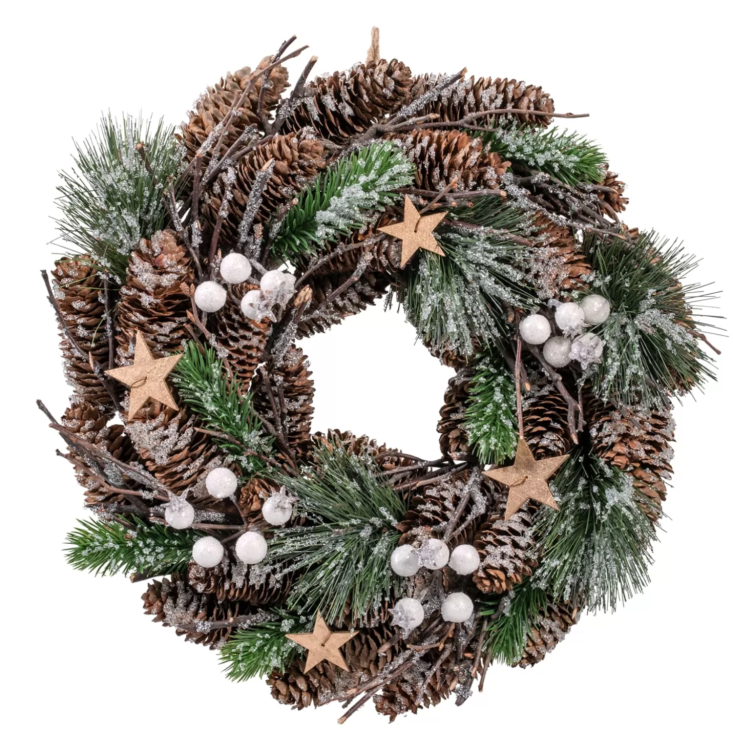 * Home Decorations>Door-/Table Wreath With White Baubles And Pine Cones