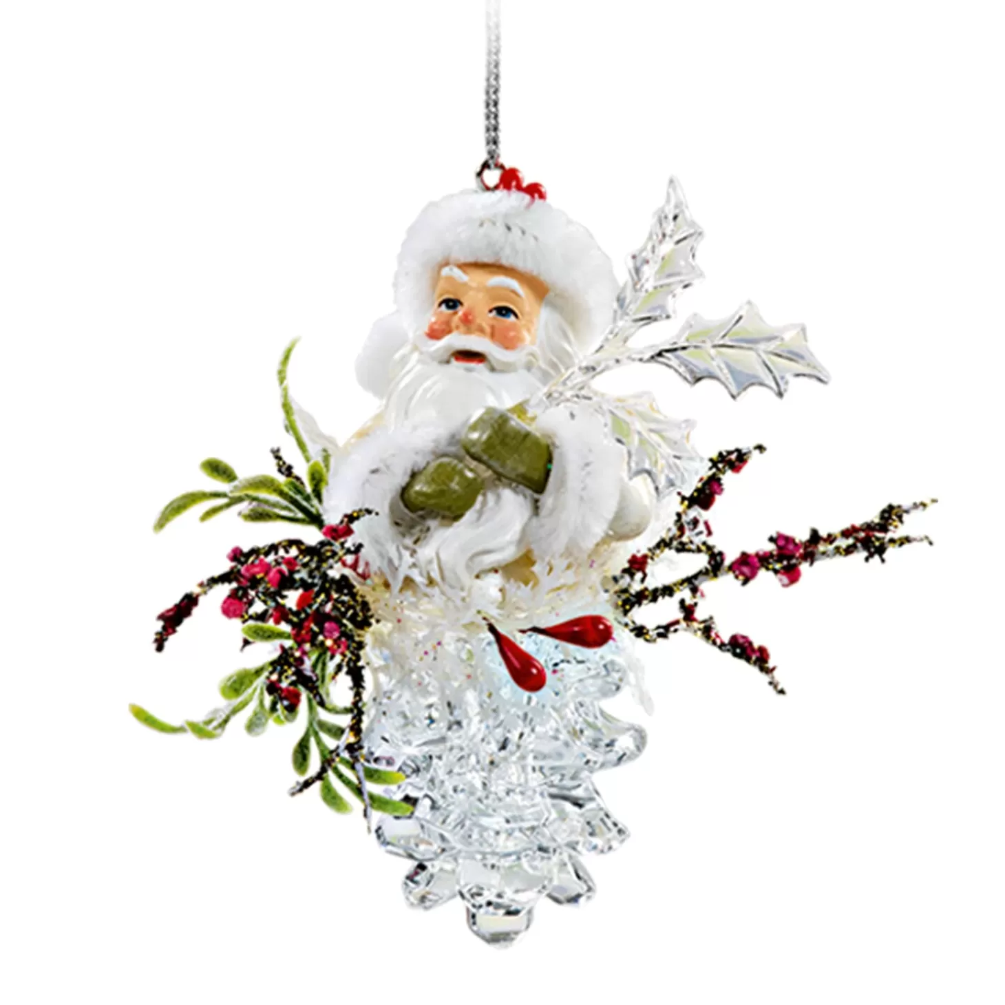 * Acrylic Tree Decorations>Fir Cone With Santa