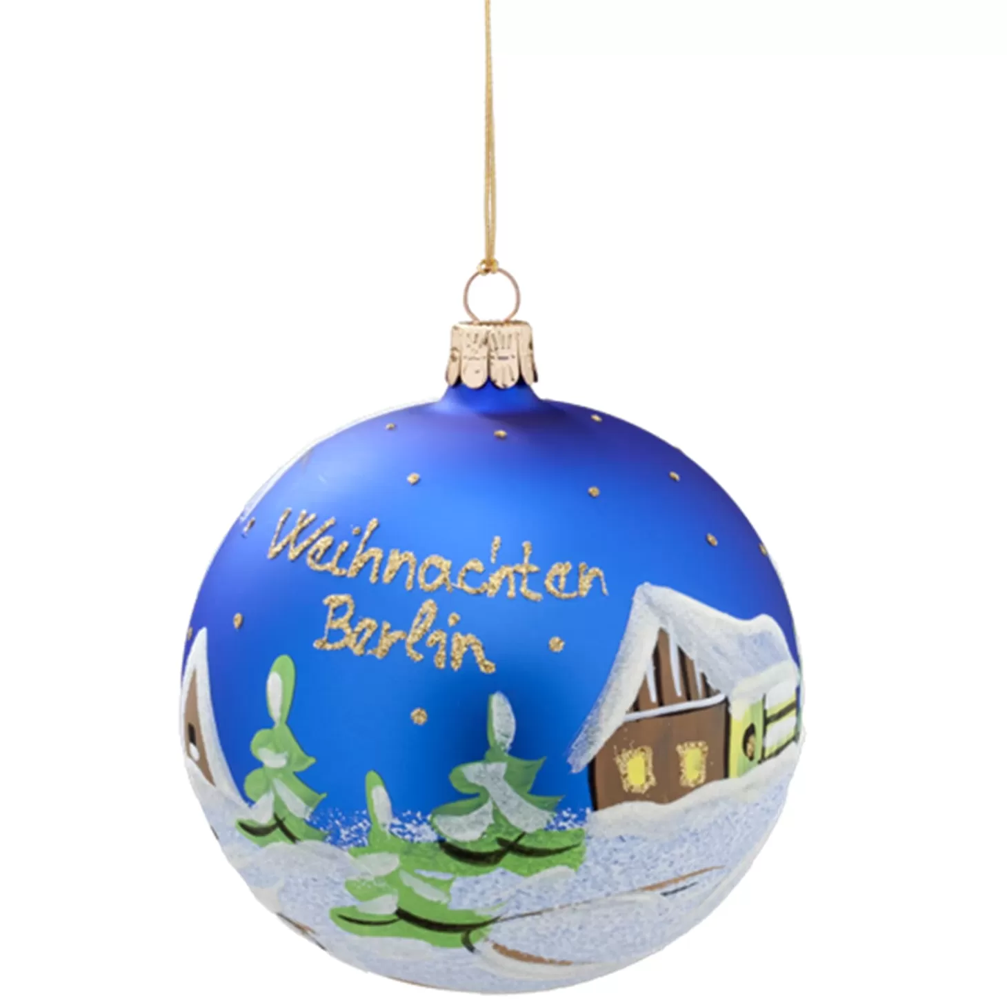 * Germany Souvenirs>Glass Bauble Blue "Weihnachten Berlin", 10 Cm