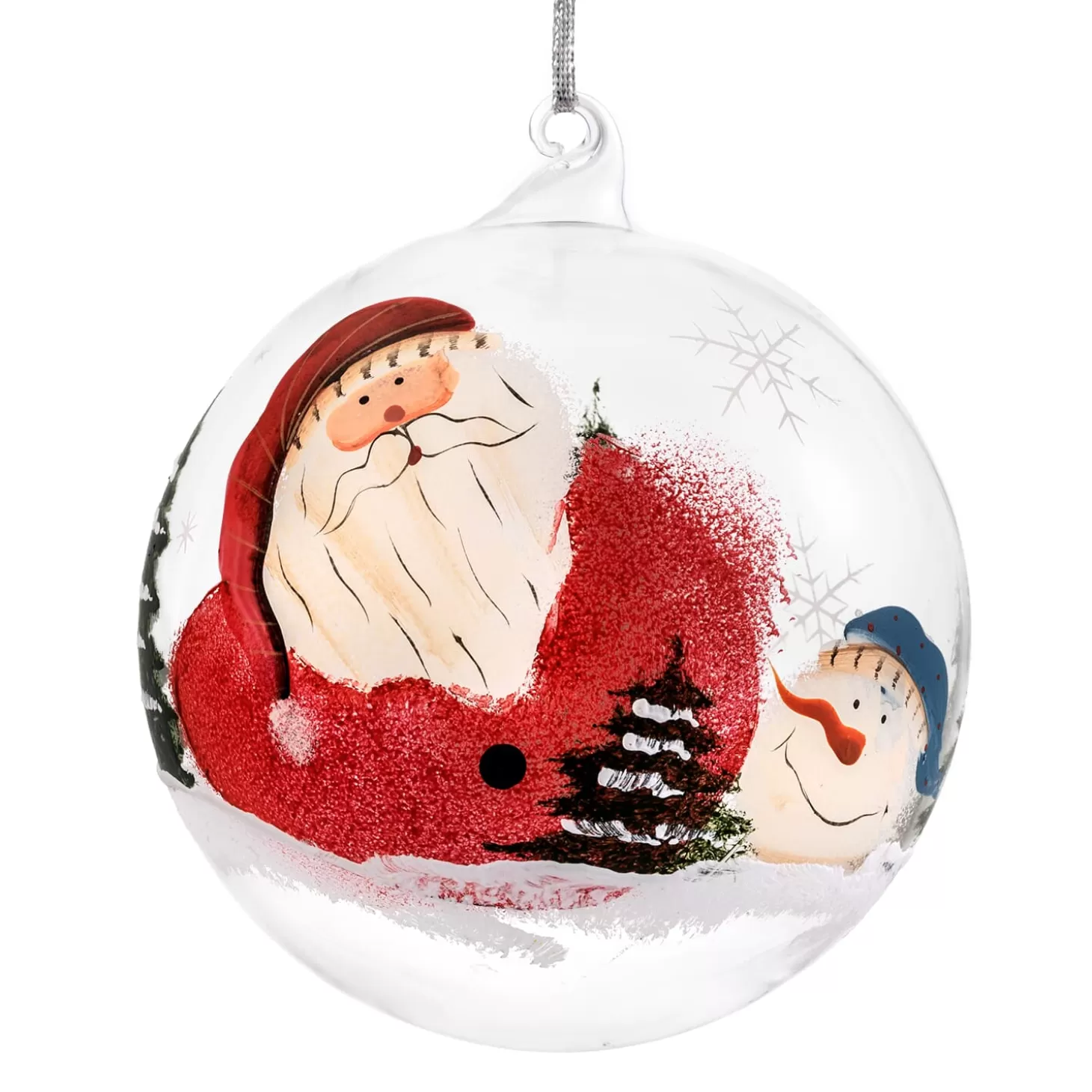 * Tree Baubles And Set Offers>Glass Bauble Clear Santa Claus, 12 Cm