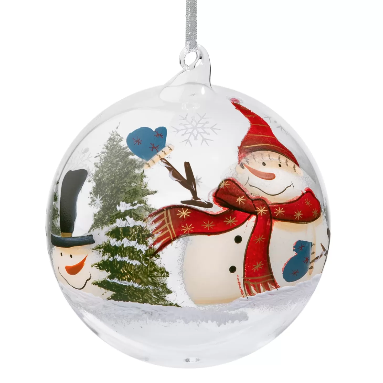 * Tree Baubles And Set Offers>Glass Bauble Clear Winter Time, 12 Cm