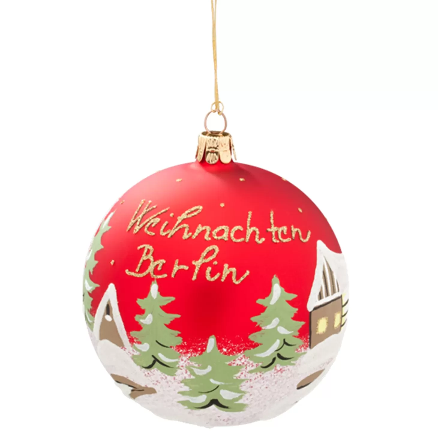 * Germany Souvenirs>Glass Bauble Red "Chistmas Berlin", 10 Cm