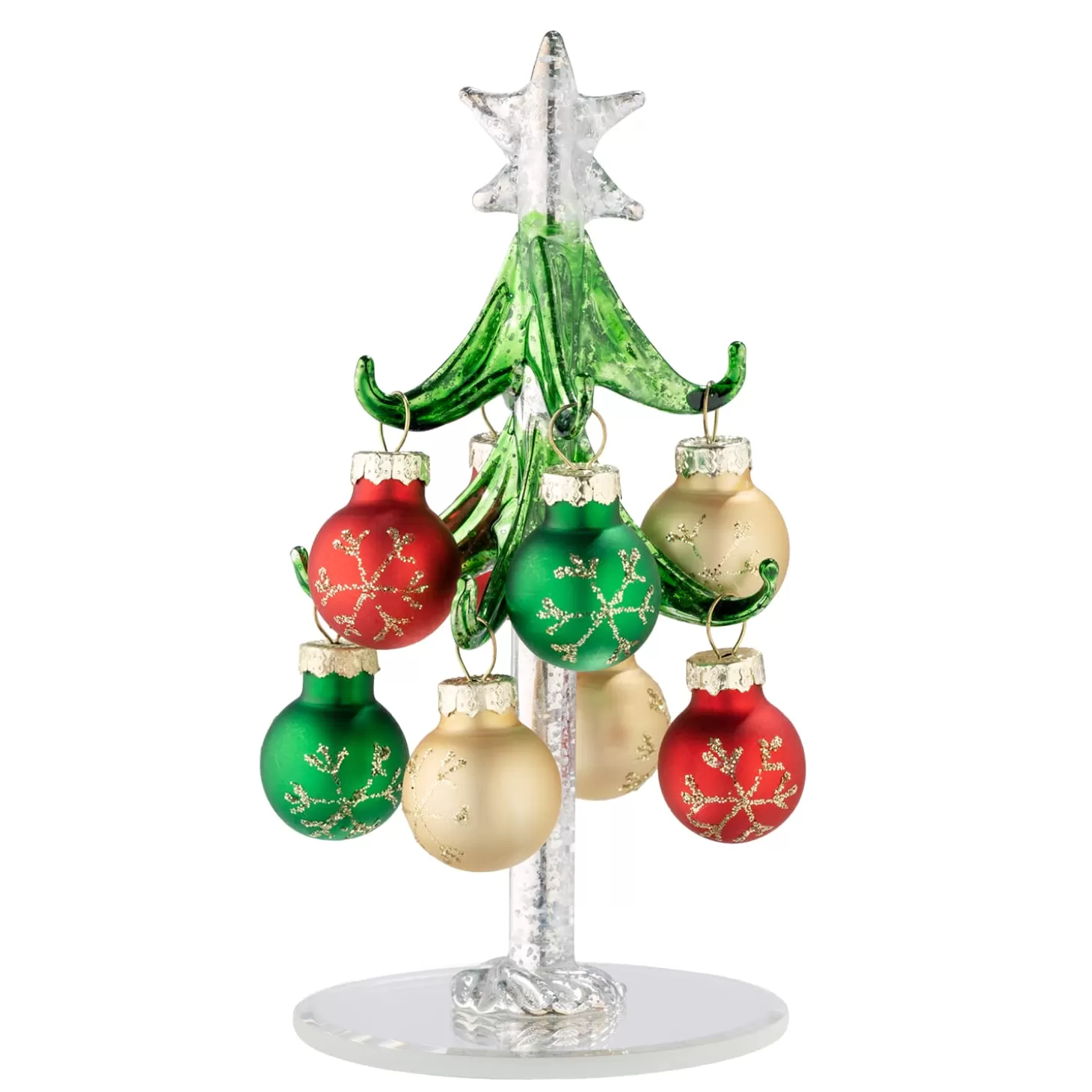 * Decorative Figurines>Glass Treee With Green Branches And Colourful Baubles