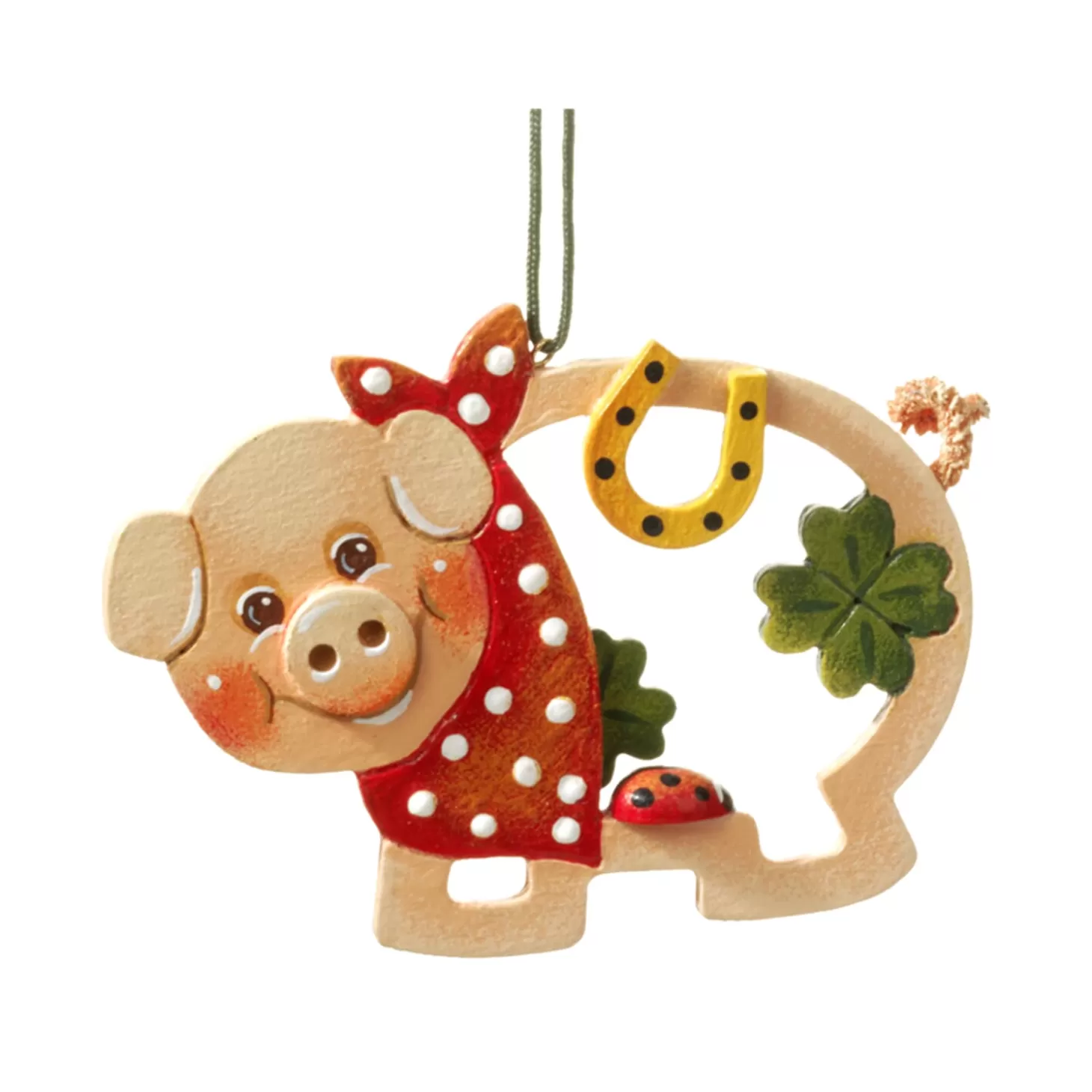 * Wood Tree Decorations>Good Luck Pig