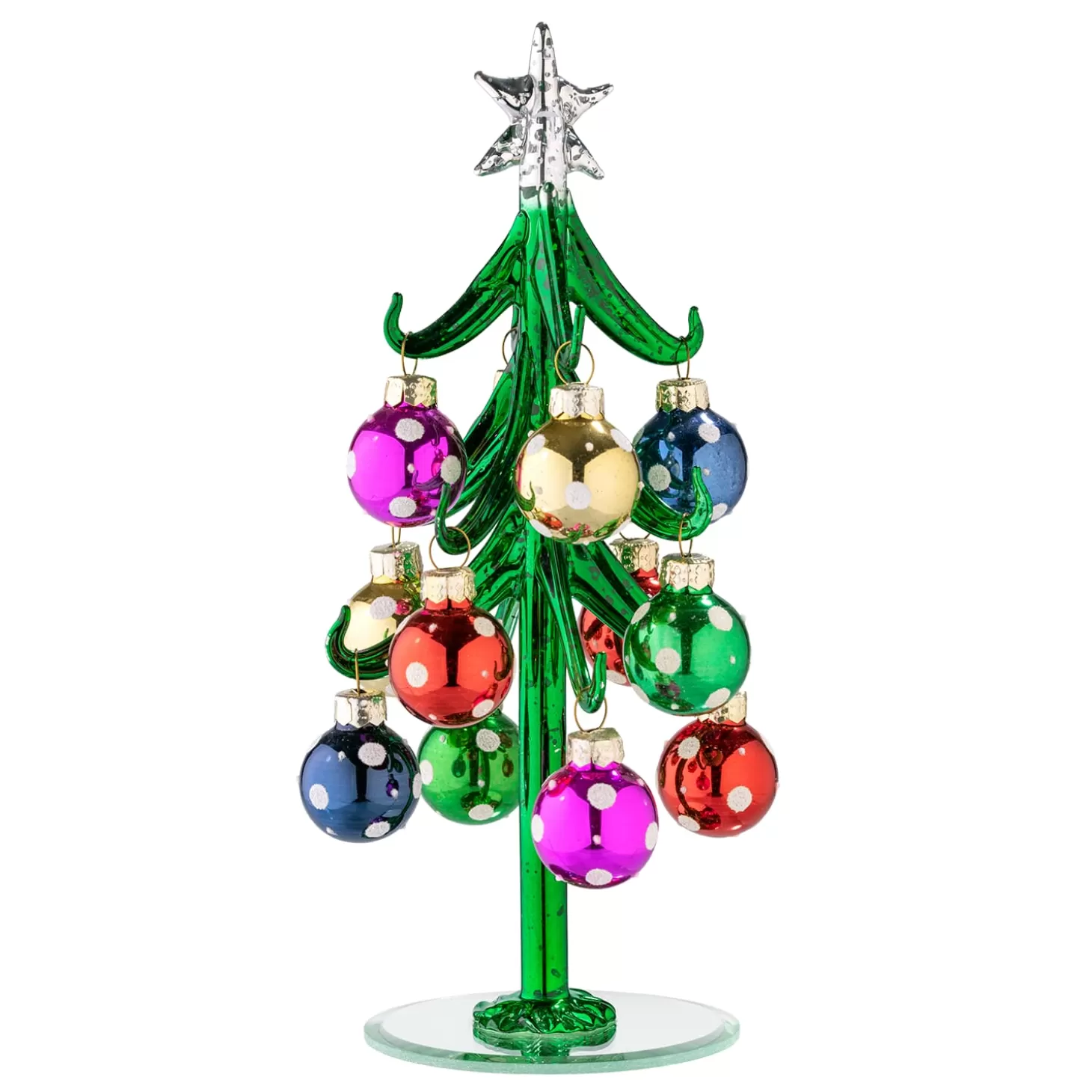 * Decorative Figurines>Green Glass Tree With Colourful Baubles