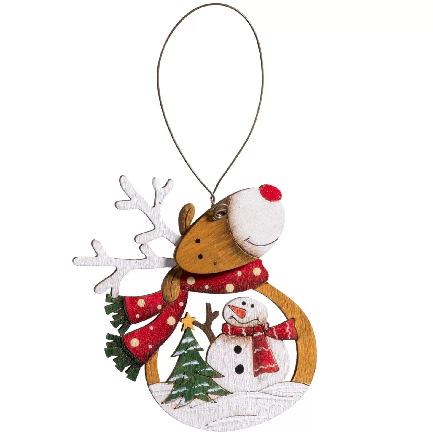 * Wood Tree Decorations>Hanging Ornament Reindeer