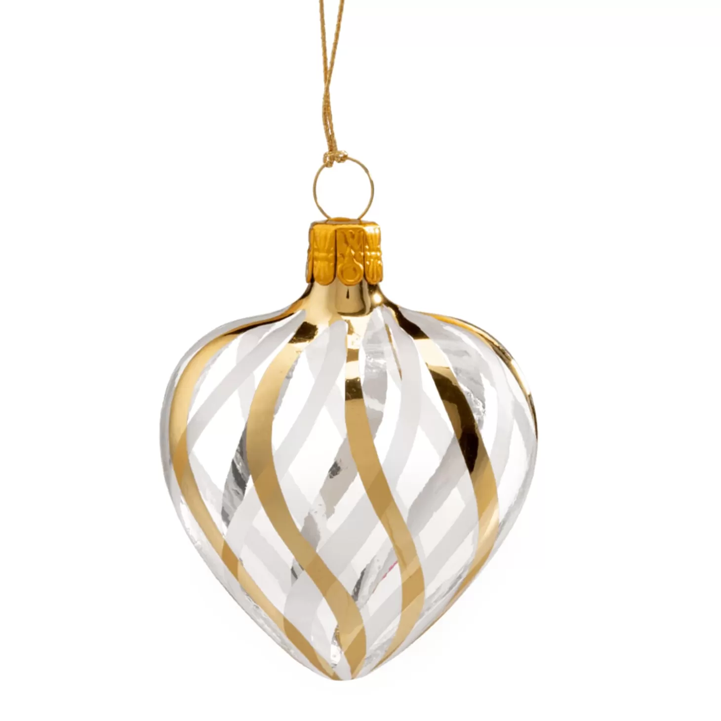 * Tree Baubles And Set Offers>Heart Clear With Gold-White Net Pattern