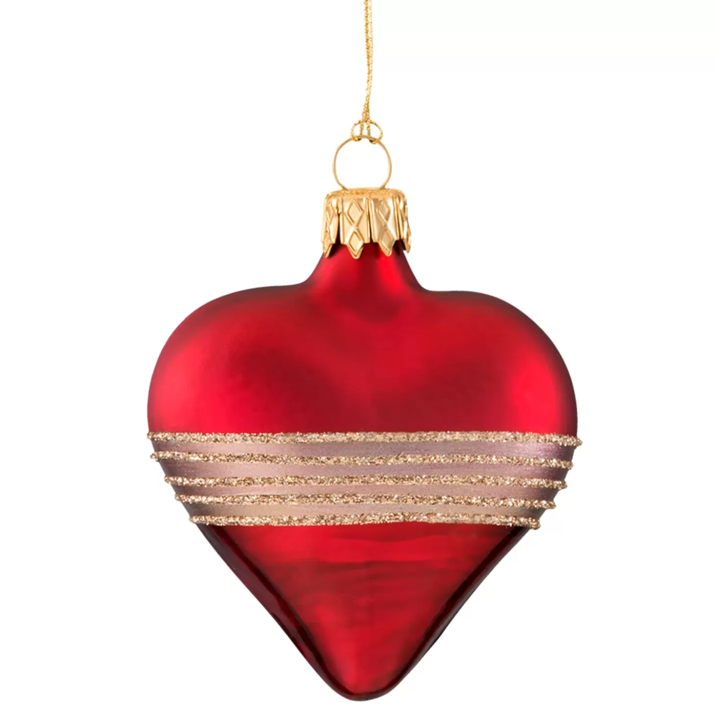 * Tree Baubles And Set Offers>Heart Dark Red Matt/Varnish With Glitter Ribbon