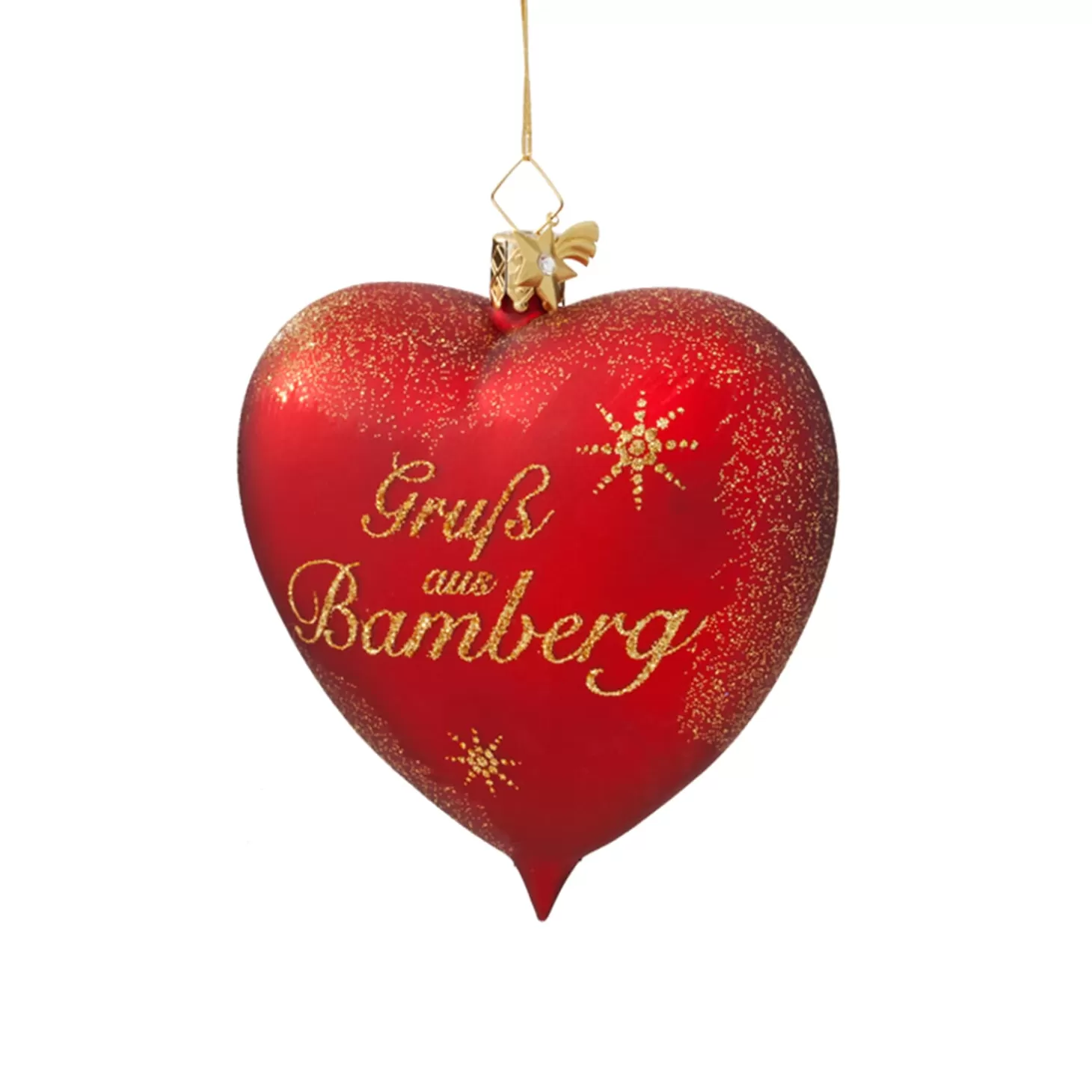 Poesie in Glas Bavaria Souvenirs>Heart Glass Ornament "Grus Aus Bamberg"