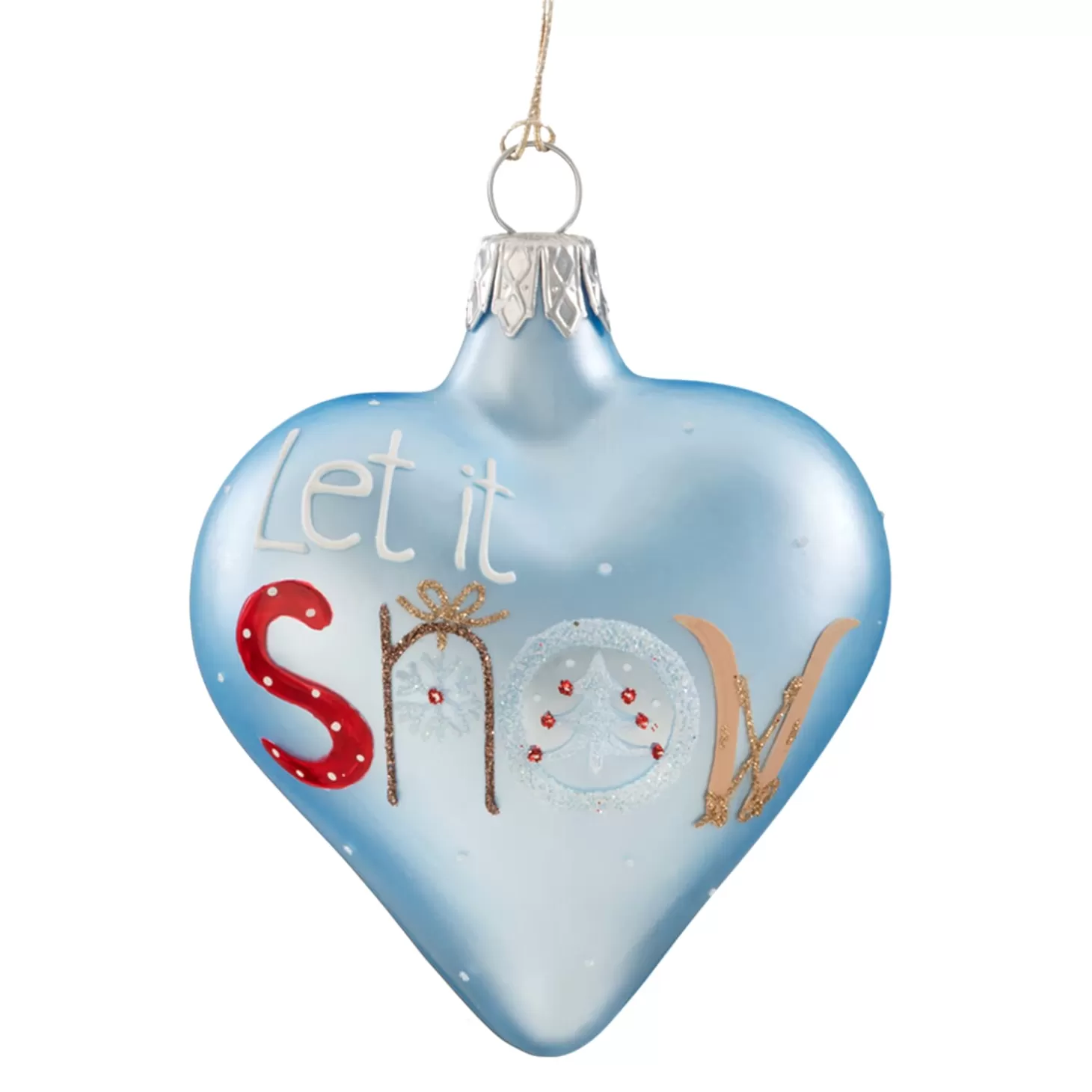 * Tree Baubles And Set Offers>Heart Light-Blue "Let It Snow", 7 Cm