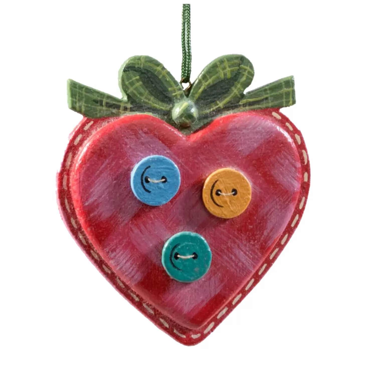 * Wood Tree Decorations>Heart Patchwork