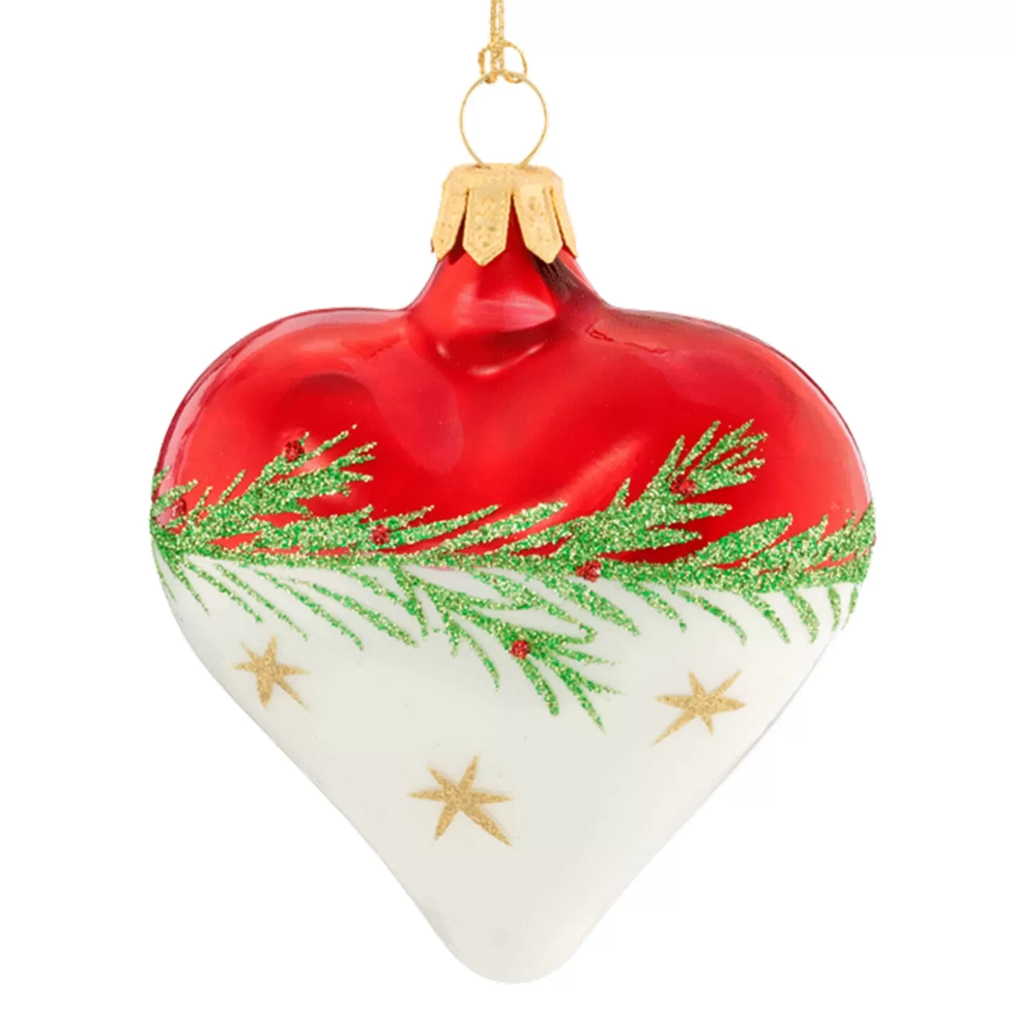 * Tree Baubles And Set Offers>Heart Red-White With Twig And Stars