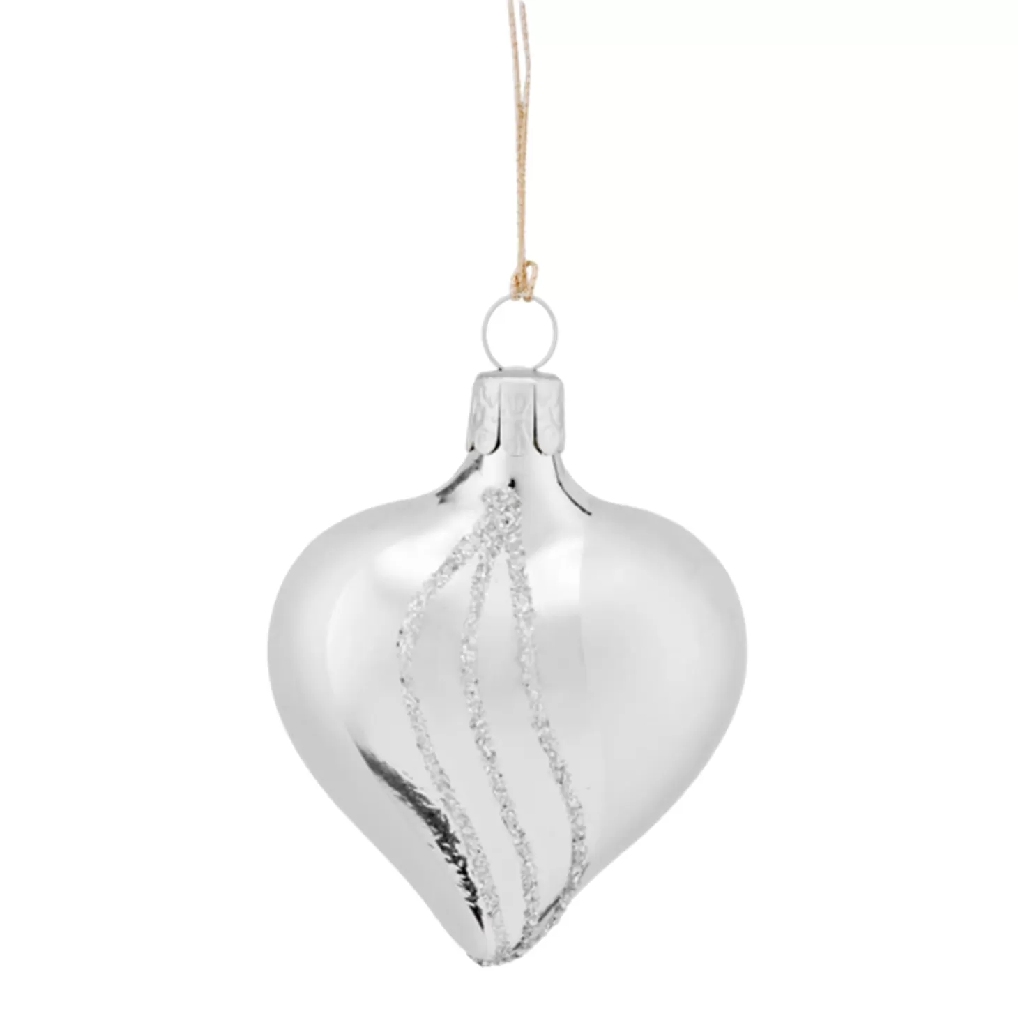 * Tree Baubles And Set Offers>Heart Silver With Glitter Decor