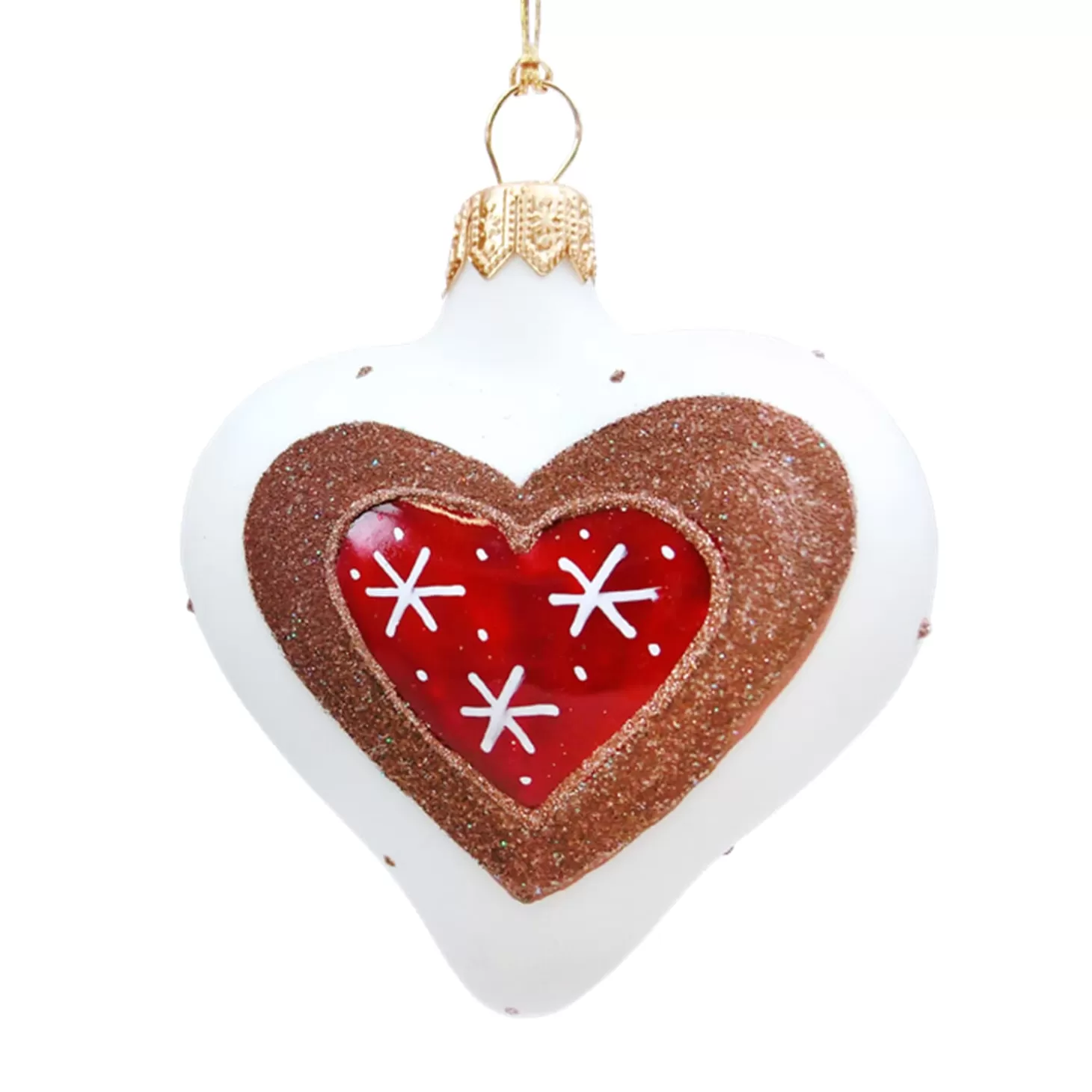 * Tree Baubles And Set Offers>Heart White With Gingerbread Heart