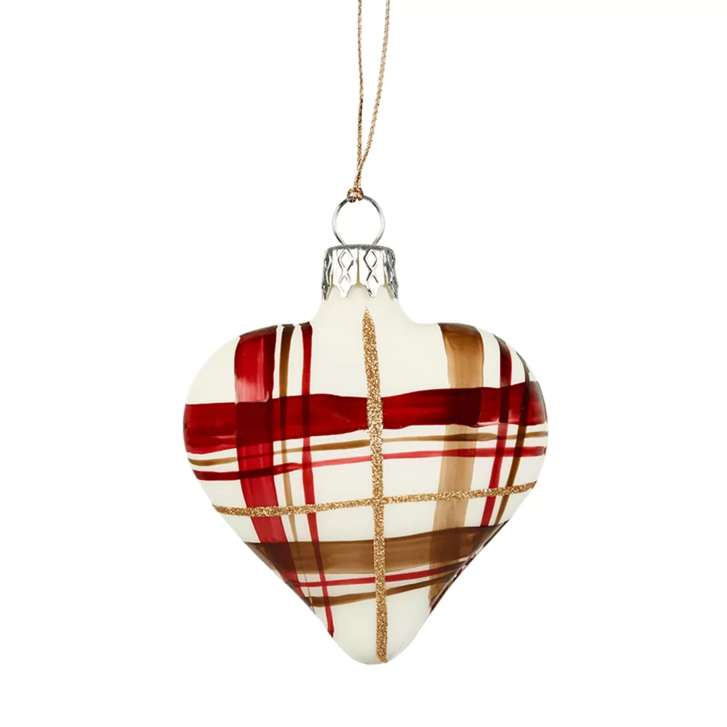 * Tree Baubles And Set Offers>Heart With Check Pattern White Matt