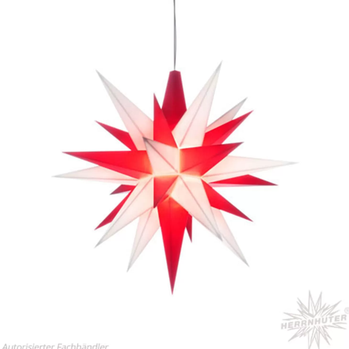 Herrnhuter Sterne Stars>Herrnhuter Paper Star, White/Red, 15.75Inch