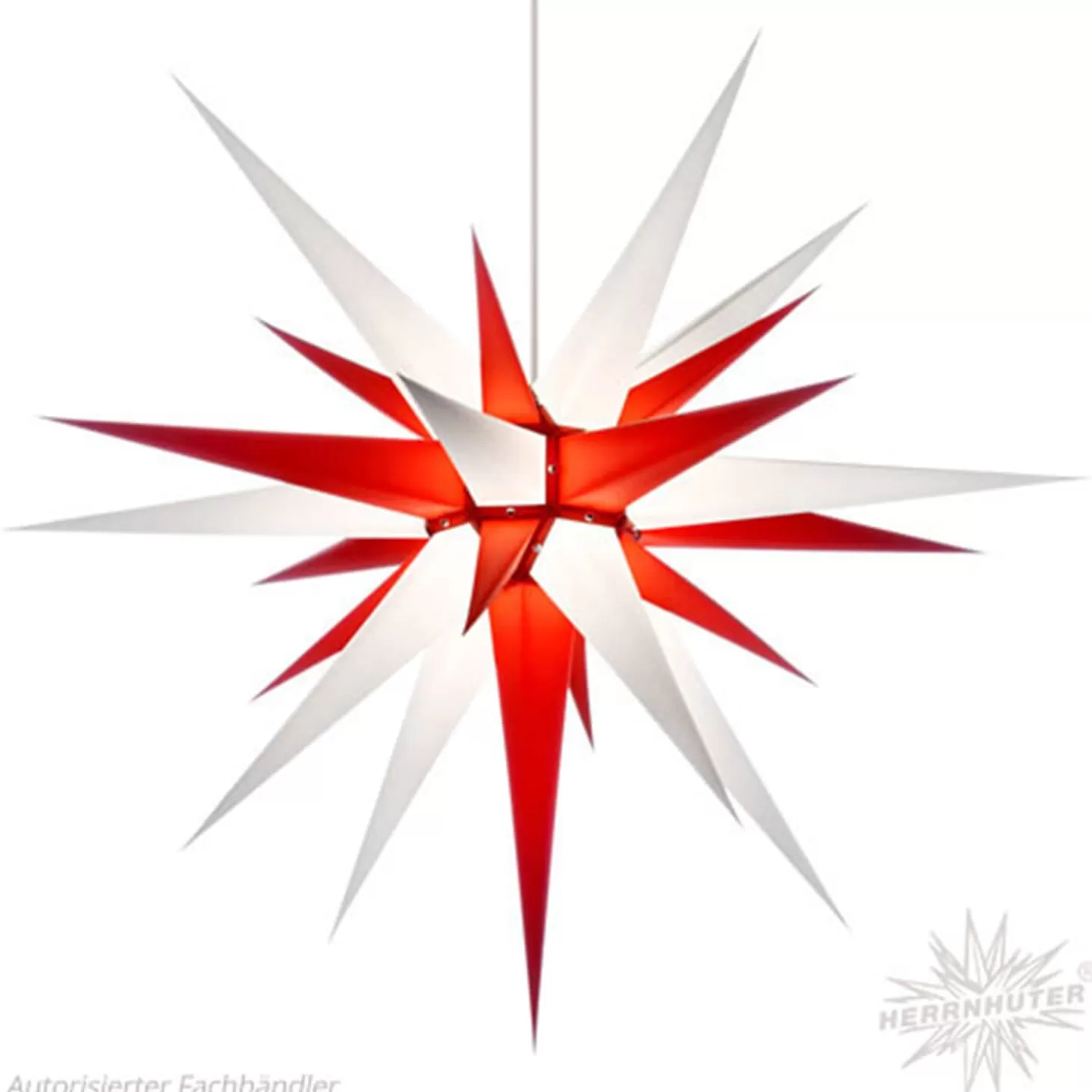 Herrnhuter Sterne Stars>Herrnhuter Paper Star, White/Red, 31.5Inch