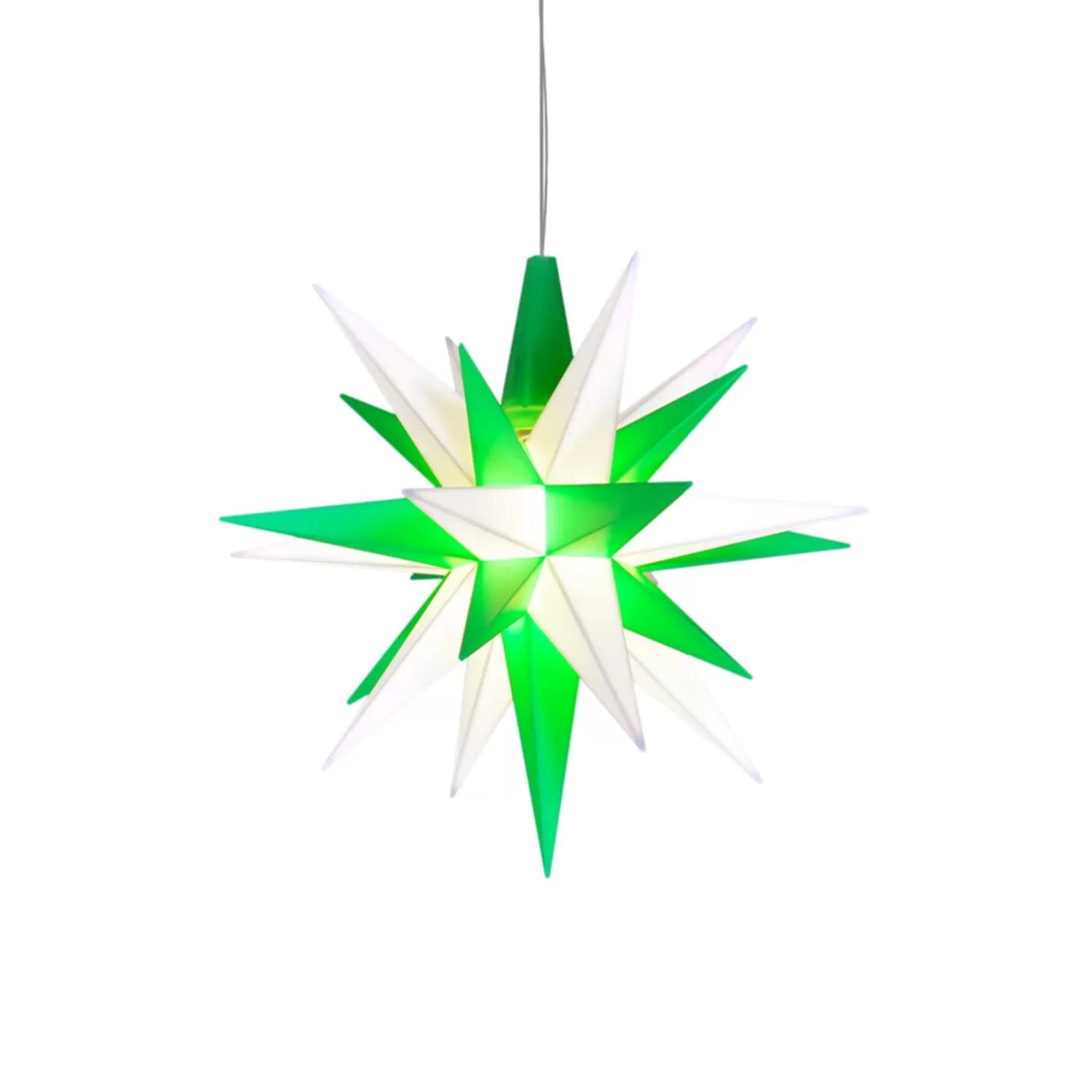 Herrnhuter Sterne Stars>Herrnhuter Star Green/White, 5.12Inch, Plastic, Incl.Led