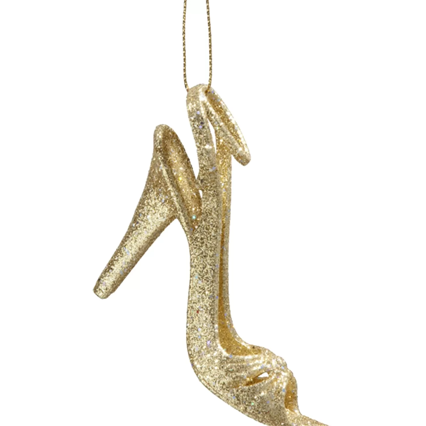 * Plastic Tree Decorations>High Heels, Gold With Glitter